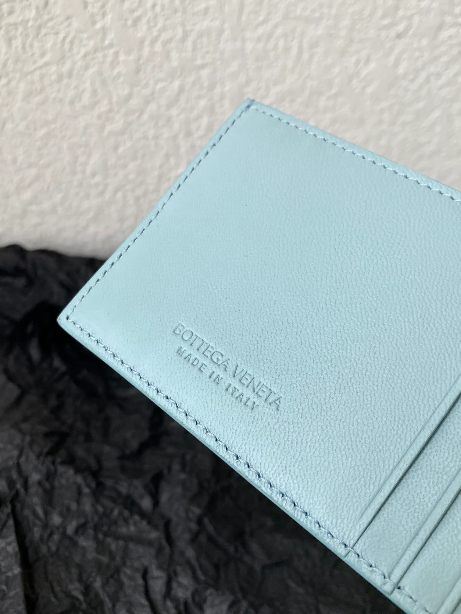 BV-中格 编织 卡夹 卡包 牛皮 11x7.5cm 湖水蓝
