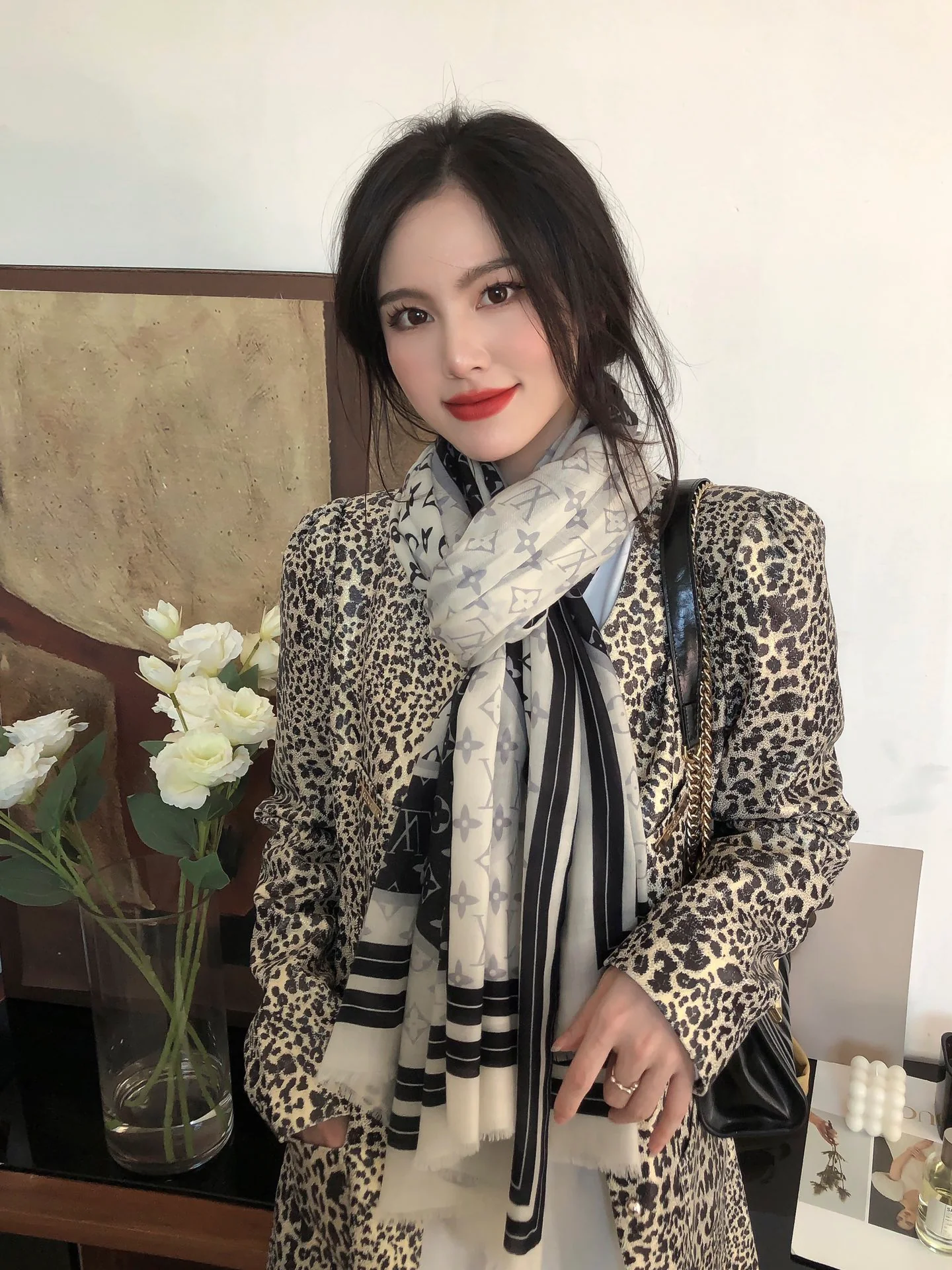 Длинный кашемировый шарф LV - 100-200 см - белый