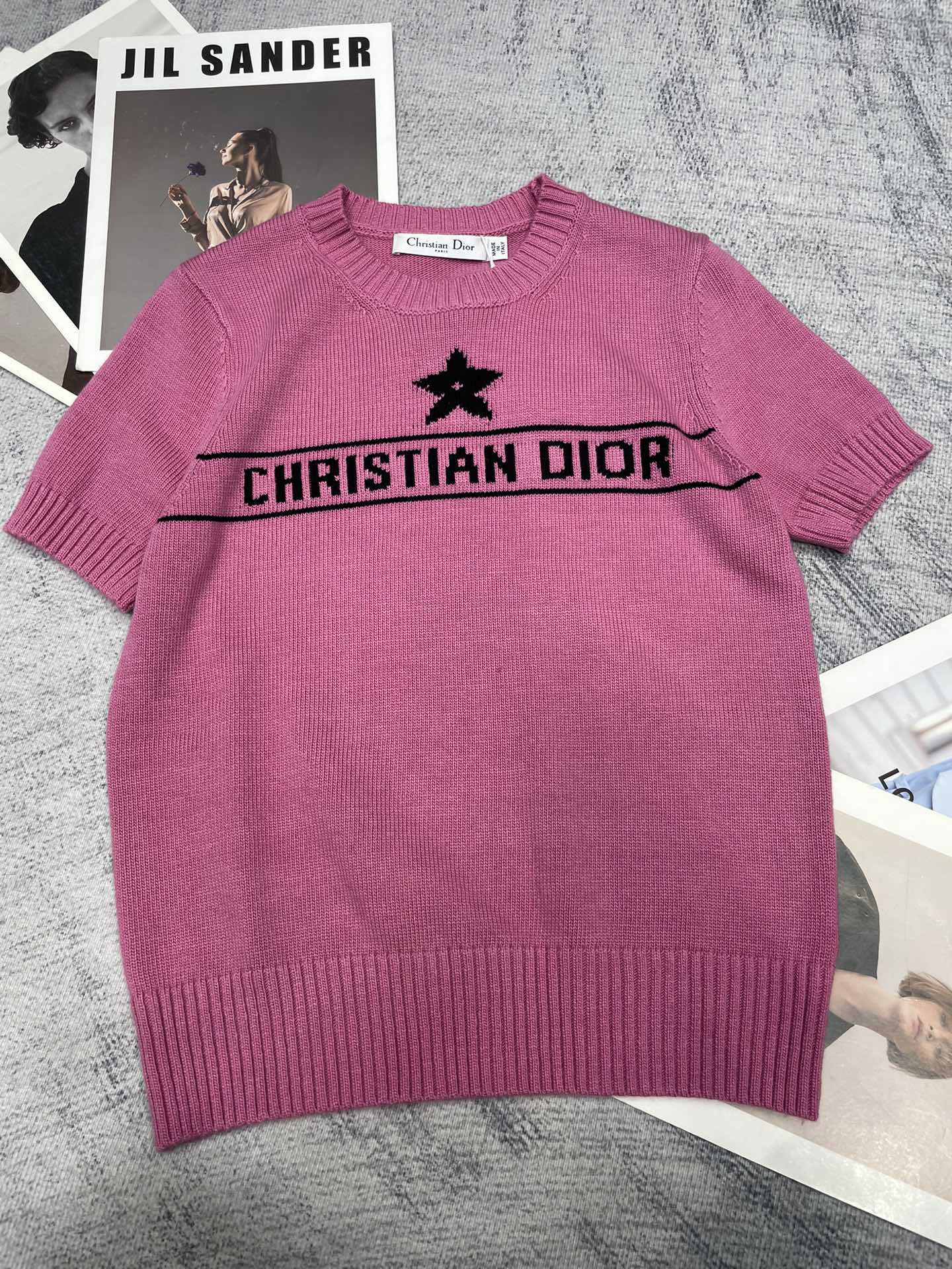 Dior 2403 - Новый классический вязаный топ с коротким рукавом 