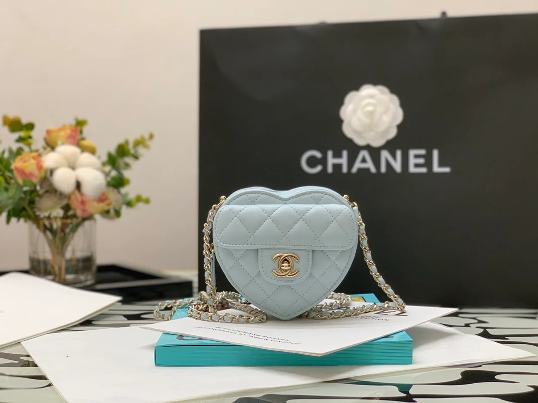 Сумка Chanel Heart с цепочкой и стеганым сердечком - Сумка из овечьей кожи в форме сердца - 10