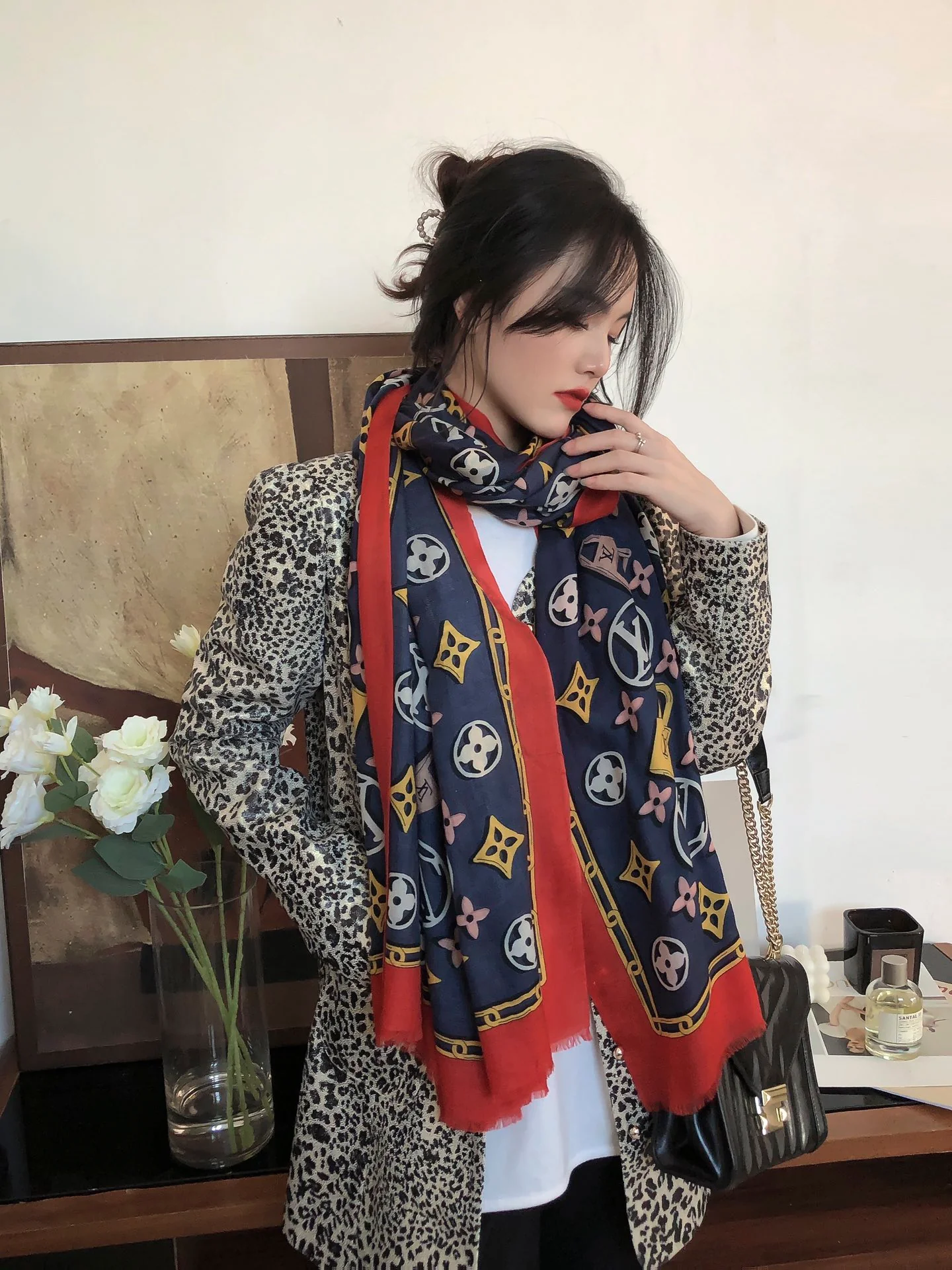 Длинный шарф LV Monogram - 110-200 см - Кашемир 100% чистоты - 1 шт.