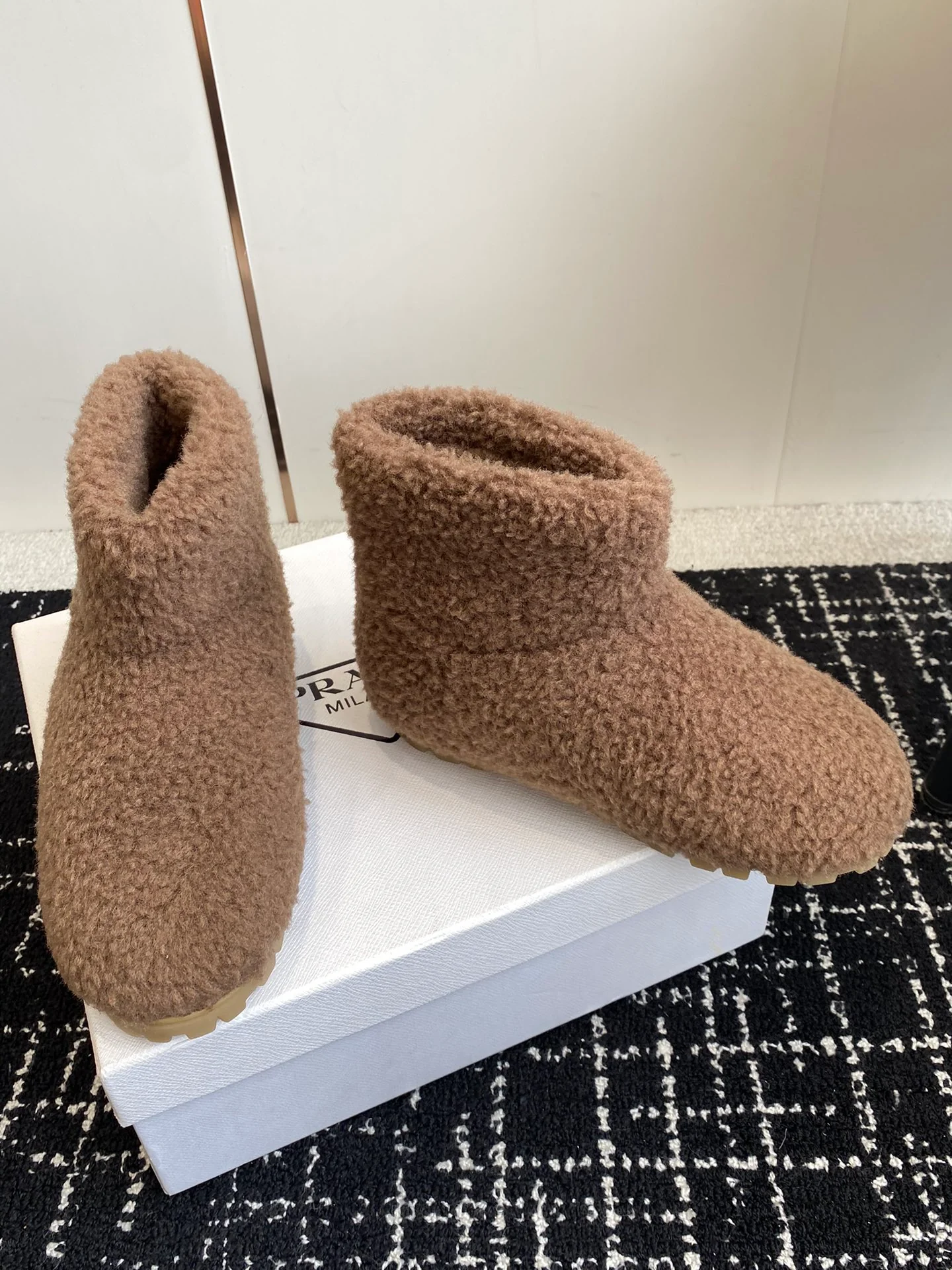 Шерстяные сапоги Miu Miu 2024 - Кофейно-коричневый