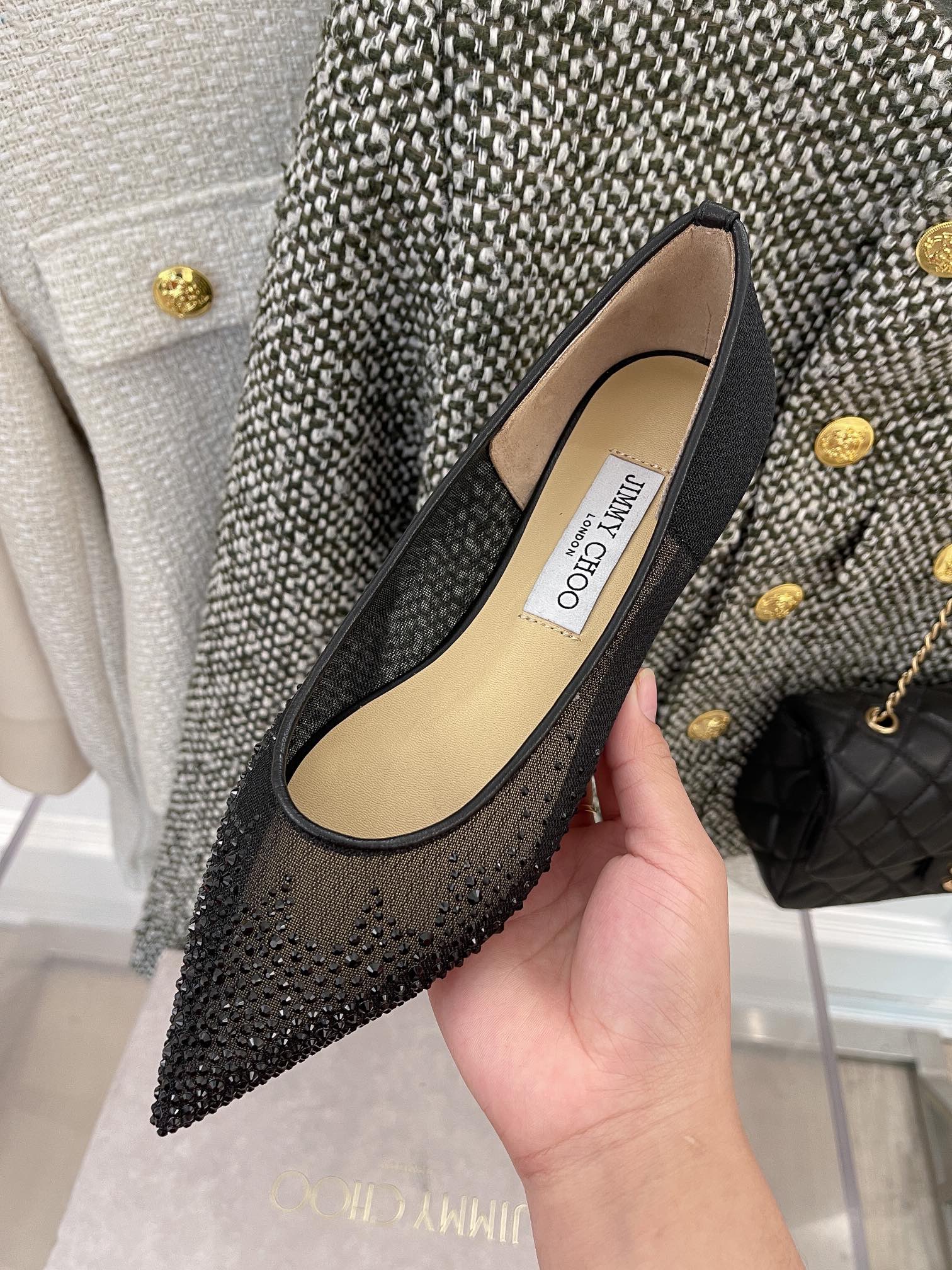 Балетки Jimmy Mesh со стразами