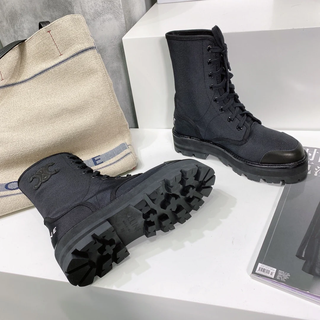 Обувь Celine - Celine - Высокие ботинки на платформе - Ботинки Dr. Martens из парусины