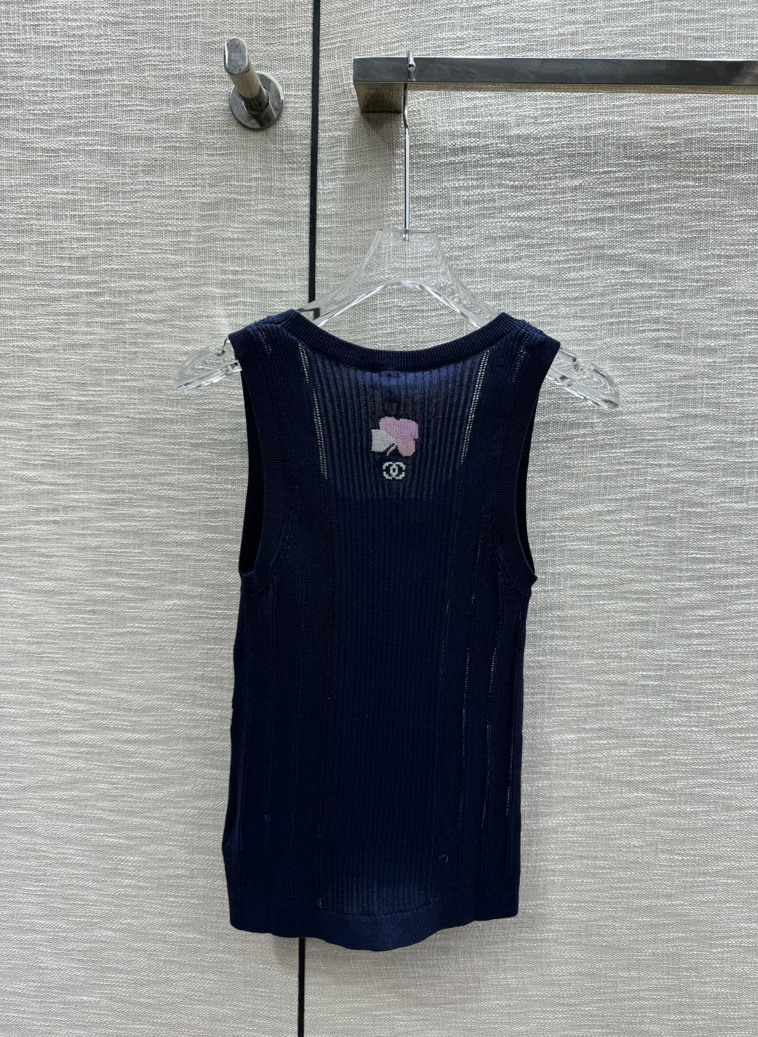 Жилет в стиле Chanel - 2403 - Жаккардовый жилет с четырехлистным клевером - Черный