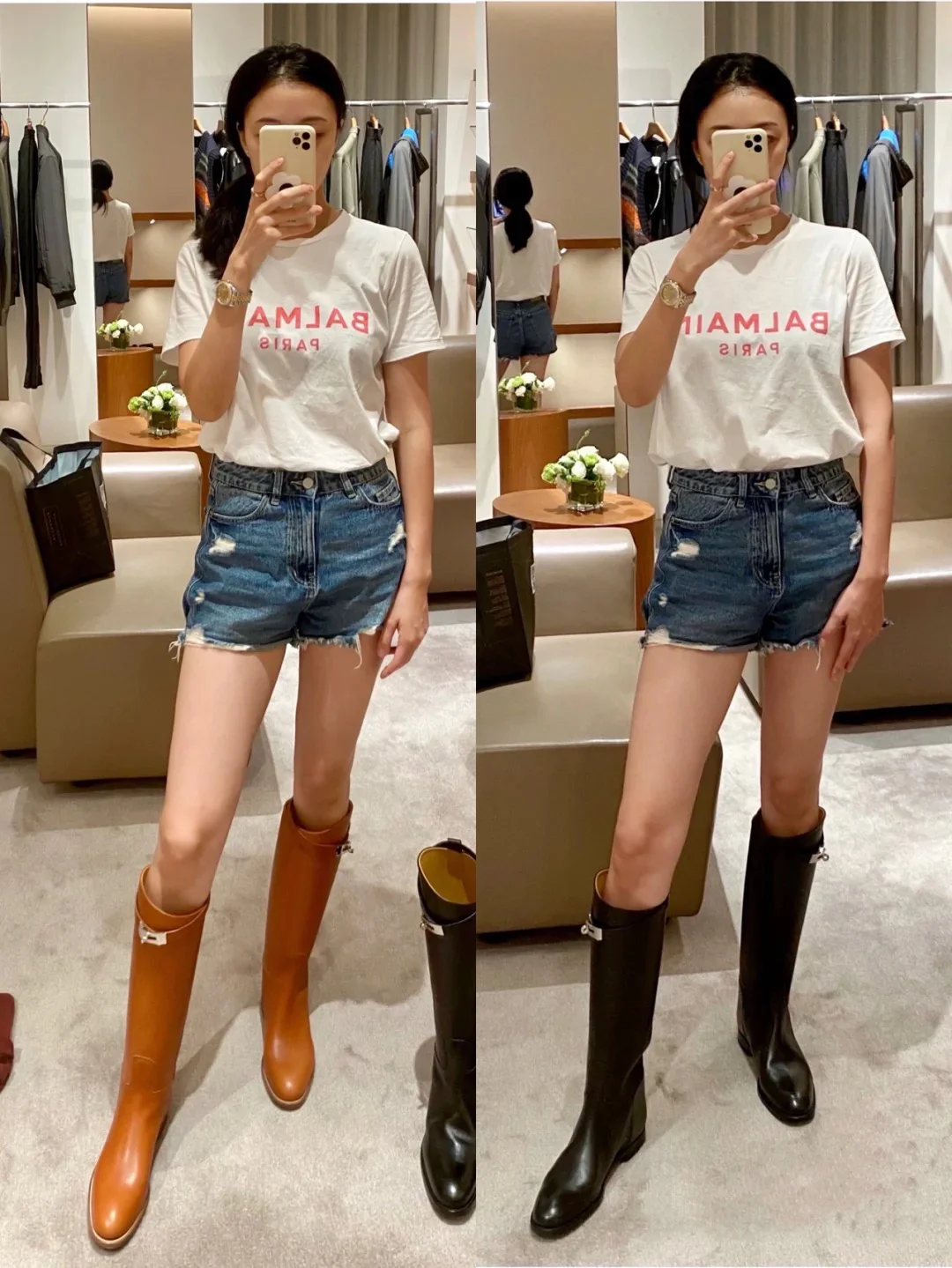 Сапоги для верховой езды Hermes Kelly с пряжкой - черные