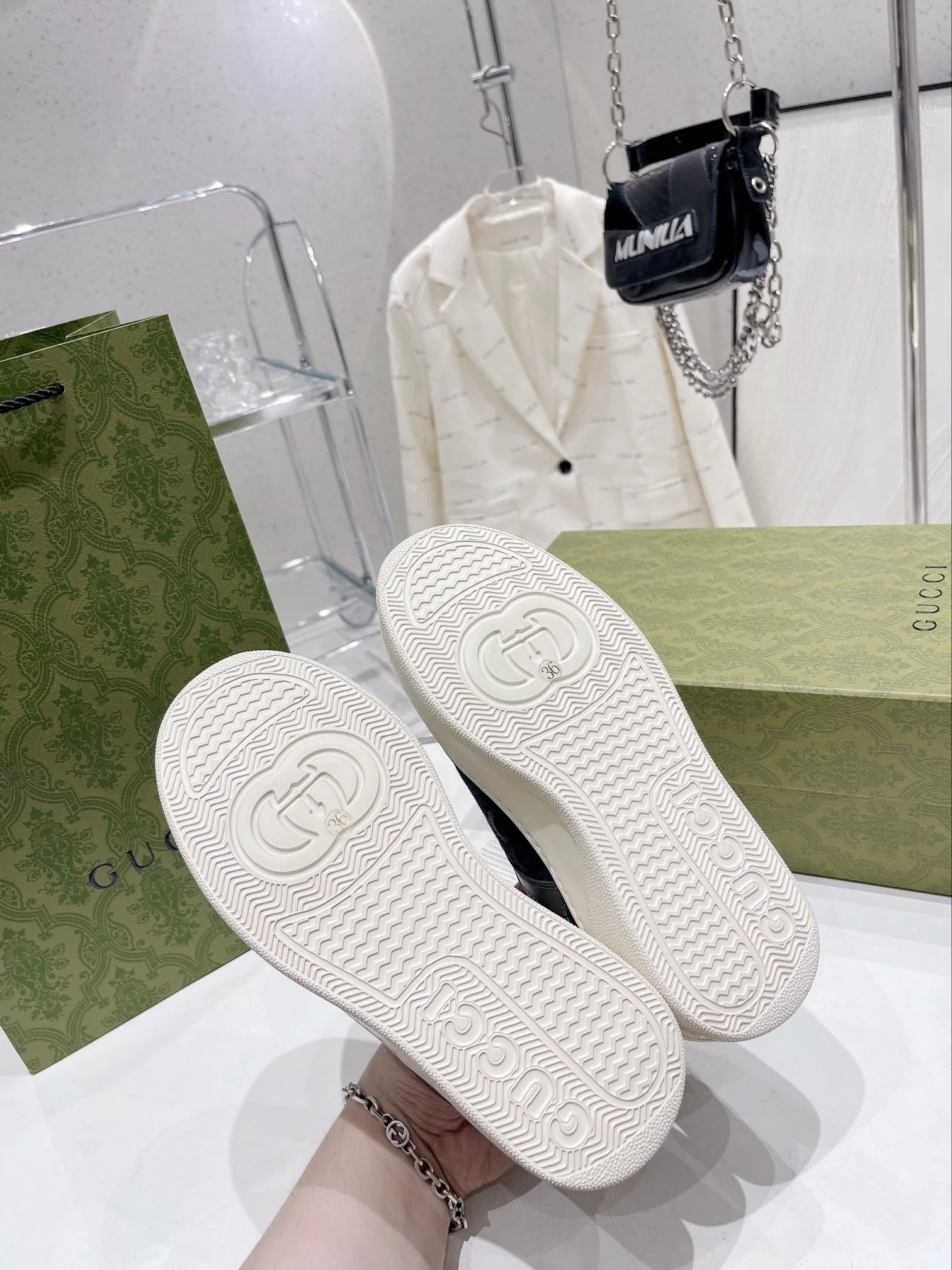 Кроссовки Gucci Chunky B Series на платформе, унисекс, синие.