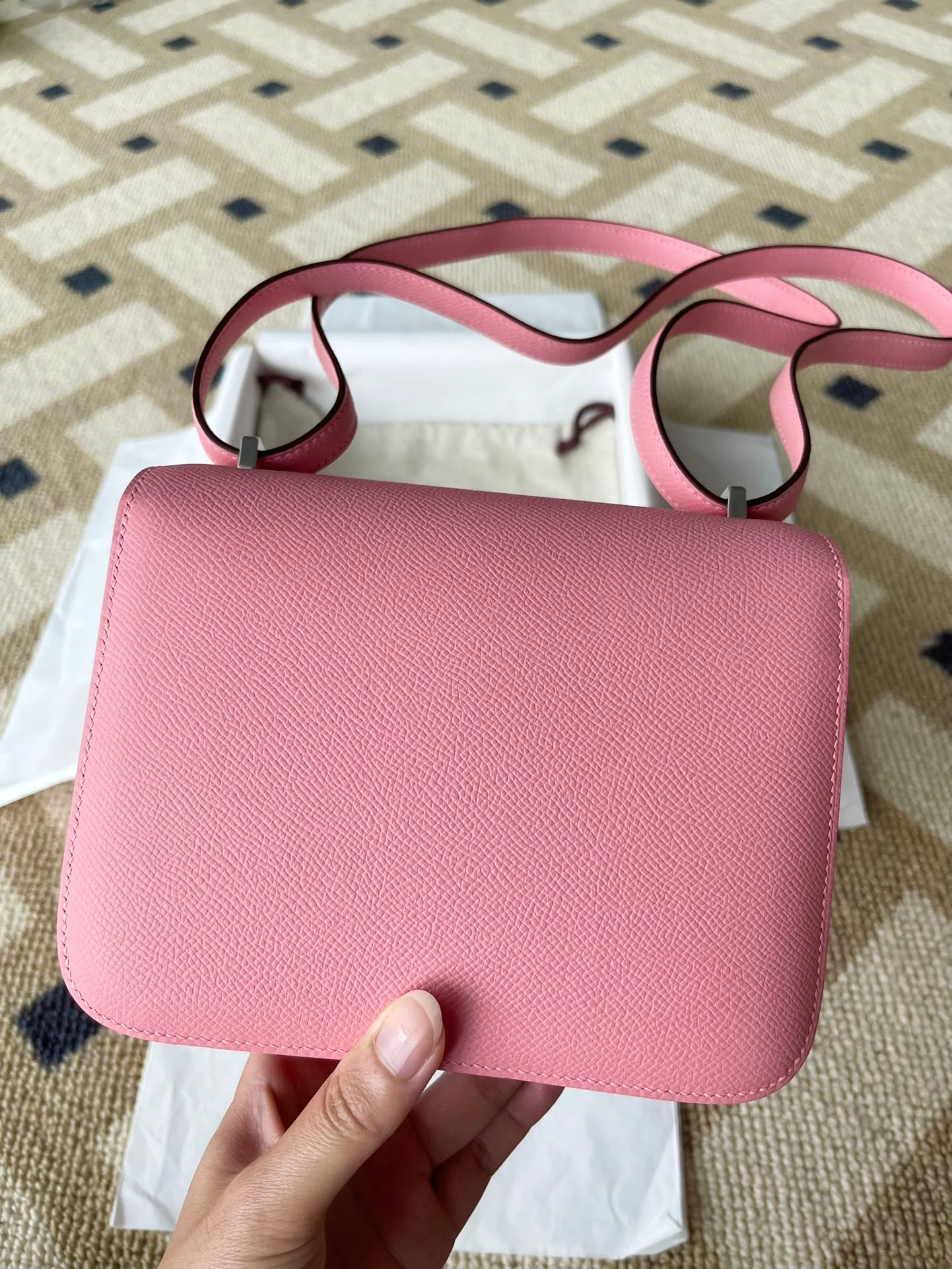 Hermes Constance Mini 1q Milkshake Powder Silver Buckle