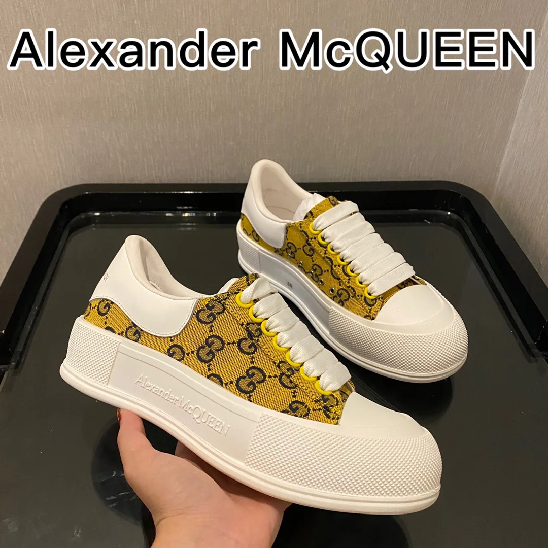 Коллаборация McQueen x Vintage - Туфли на платформе из парусины - Желтые