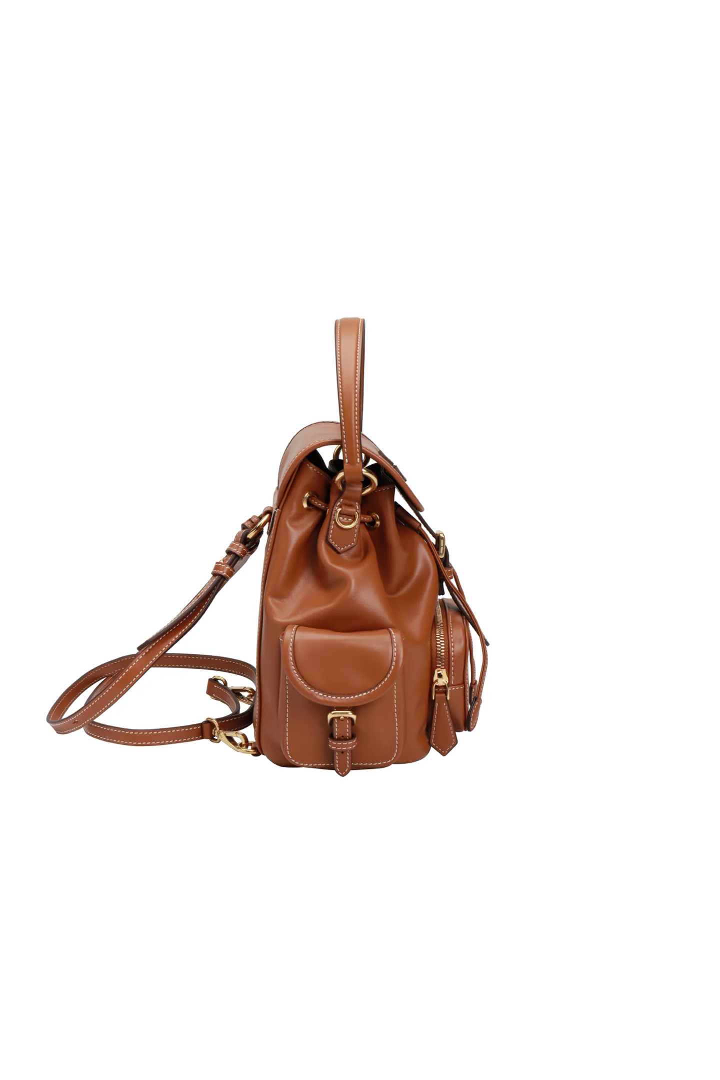 Рюкзак Miu Miu из канваса и кожи, маленький, коньячный.