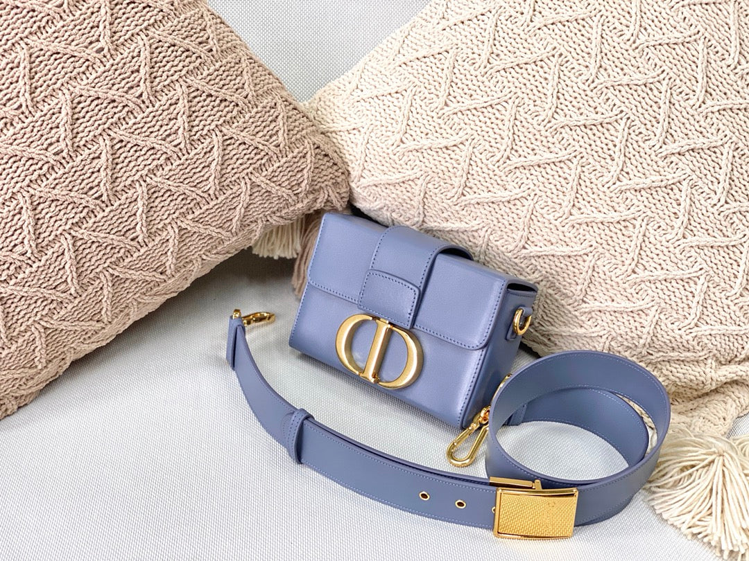 Мини-бокс Dior Montaigne - гладкая кожа - золотая пряжка - 17,5 см - синий