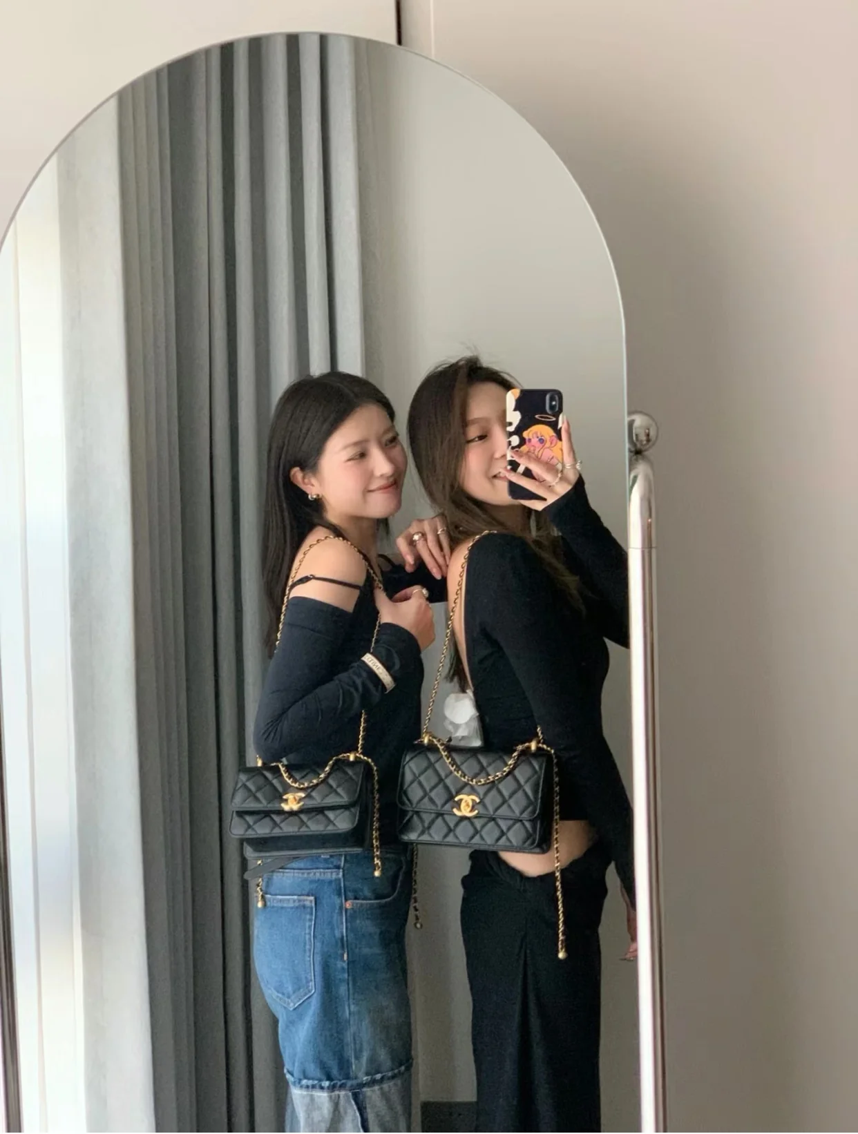 Chanel 24c Double Gold Ball CF Black