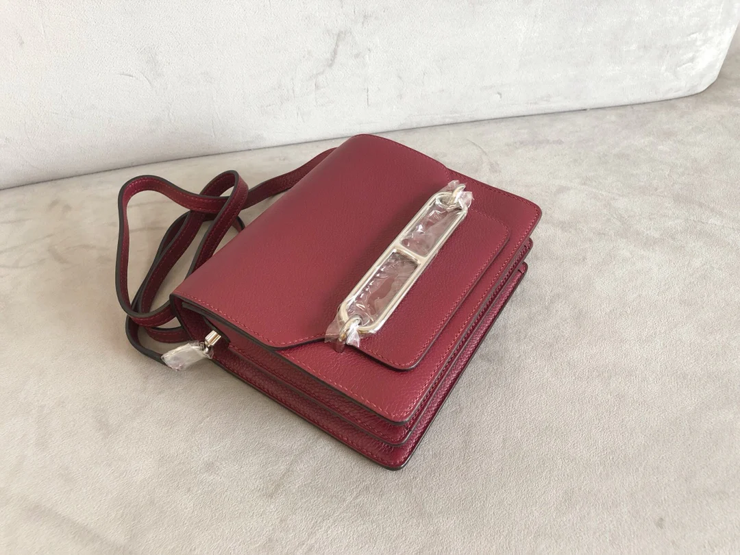 Hermes Roulis 19 Гранатовый красный серебряная пряжка