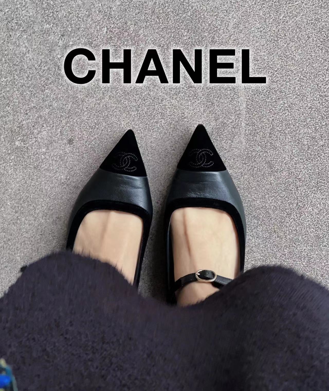 Коллекция Chanel ?Ранняя весна 2022?: балетки с острым носком — фотографии вживую.