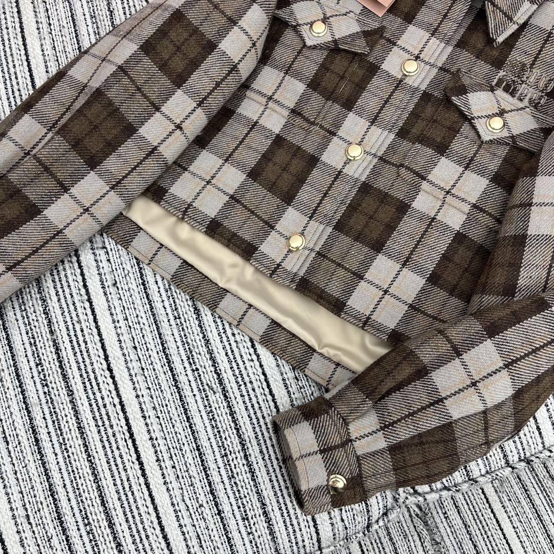 Miu Miu - 2404 - Новая клетчатая рубашка-куртка с воротником