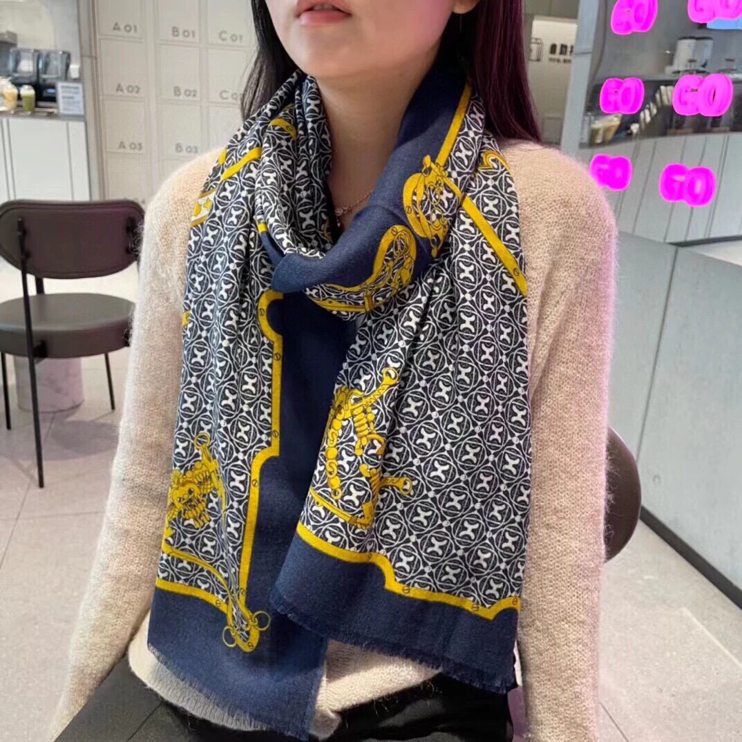 Кашемировый шарф Hermes с принтом - 100 см - 200 см - 100 см - Кашемир премиум-класса