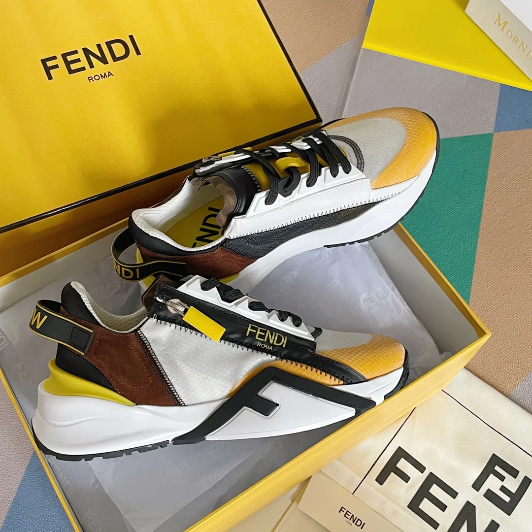 Fendi - Повседневные кроссовки - Белые и желтые