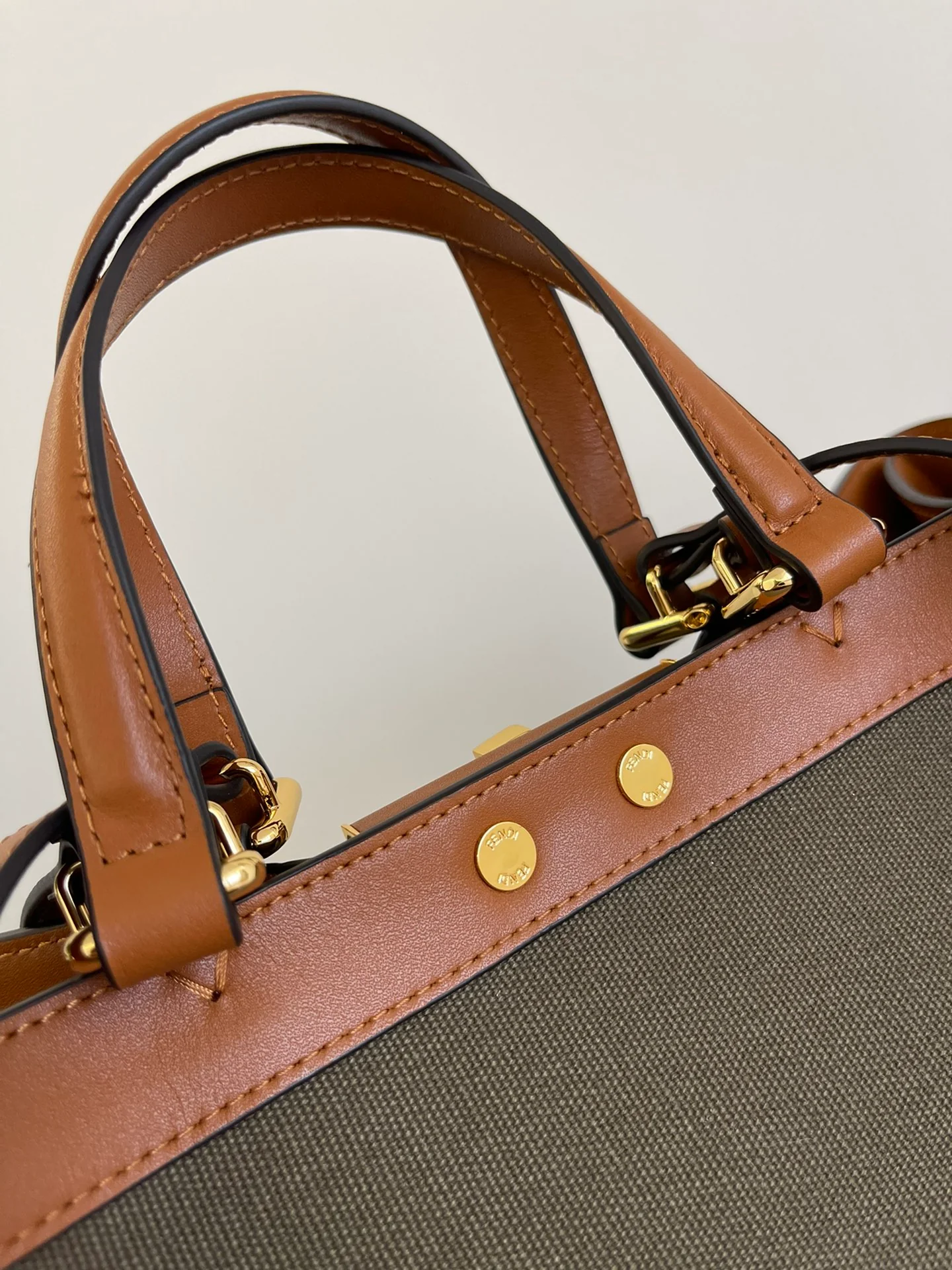 Холщовая сумка-тоут Fendi - темно-зеленая