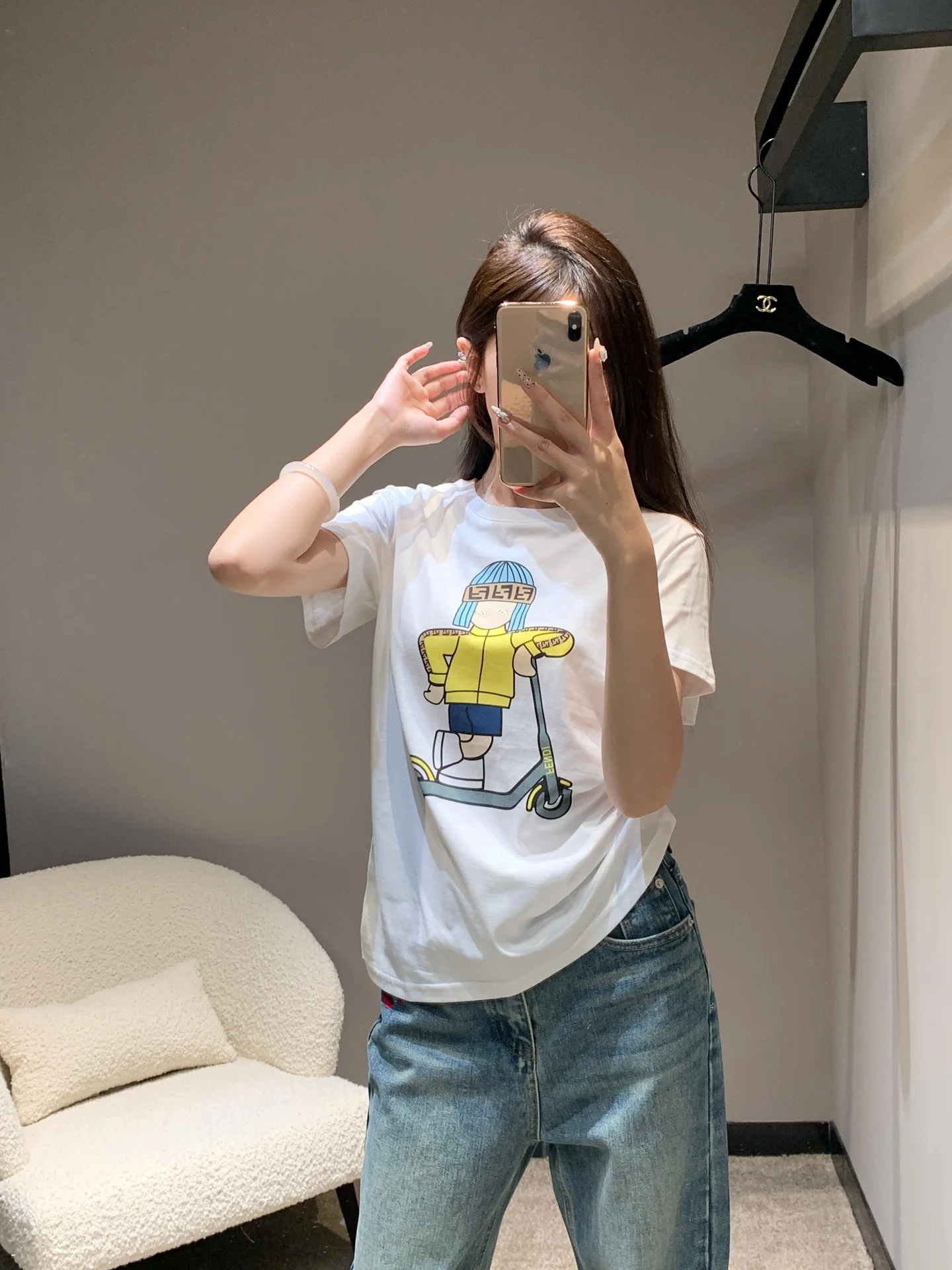 Футболка Fendi-2403-24ss Весна/Лето, новая модель, с принтом 