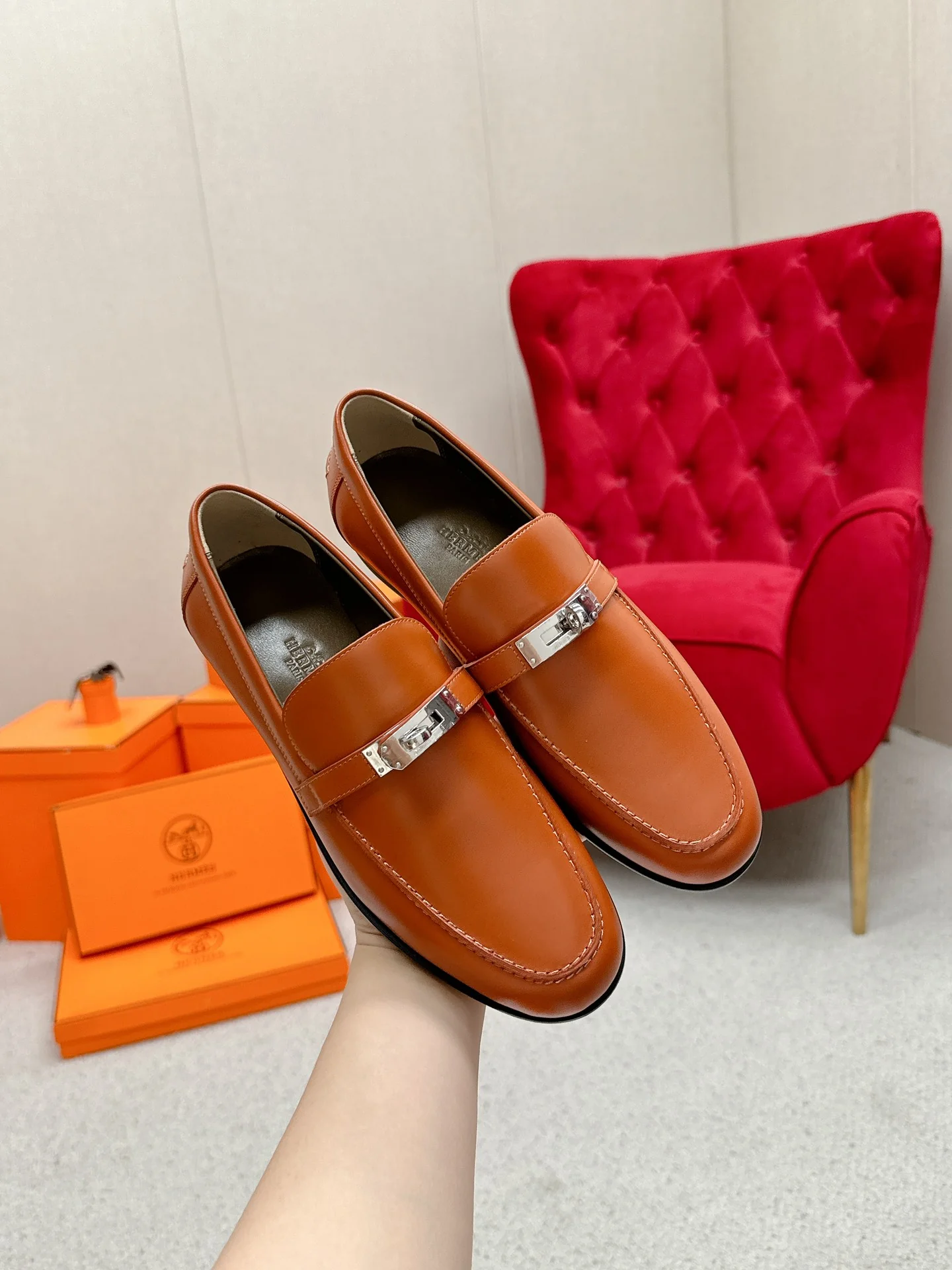 Лоферы Hermes Kelly 2024 - Кофейно-коричневый