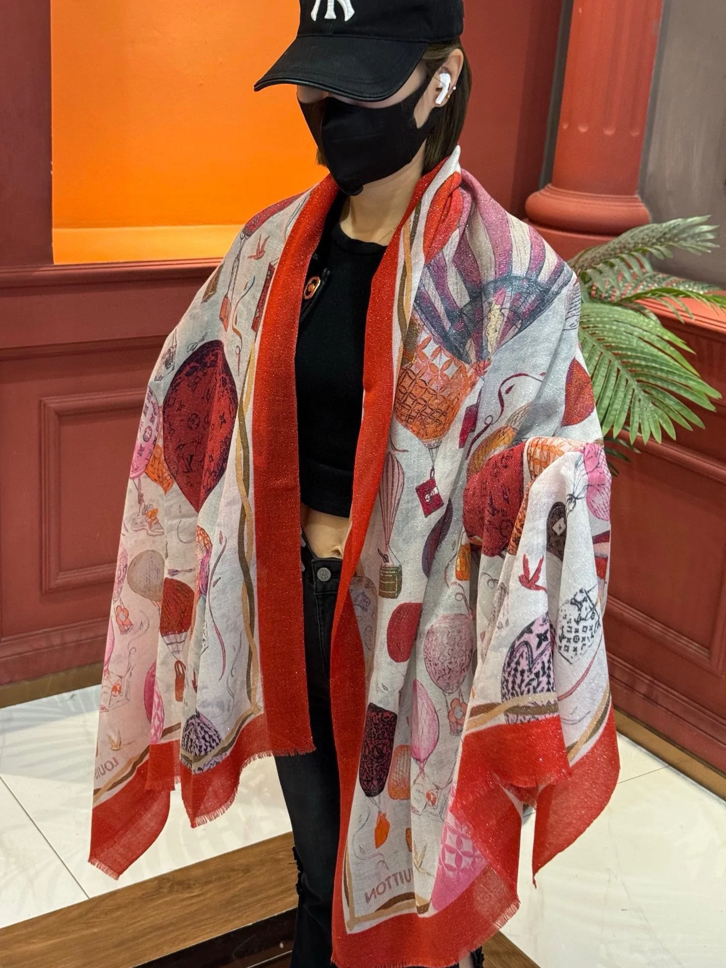 LV-2024-Длинный шарф с изображением воздушного шара-100-200