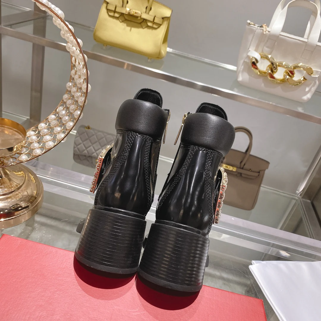 Обувь RV - Коллекция осень/зима 2022 - Популярные модели среди знаменитостей, таких как Джои Янг и Нана Оу-Янг - Ботинки на массивном каблуке