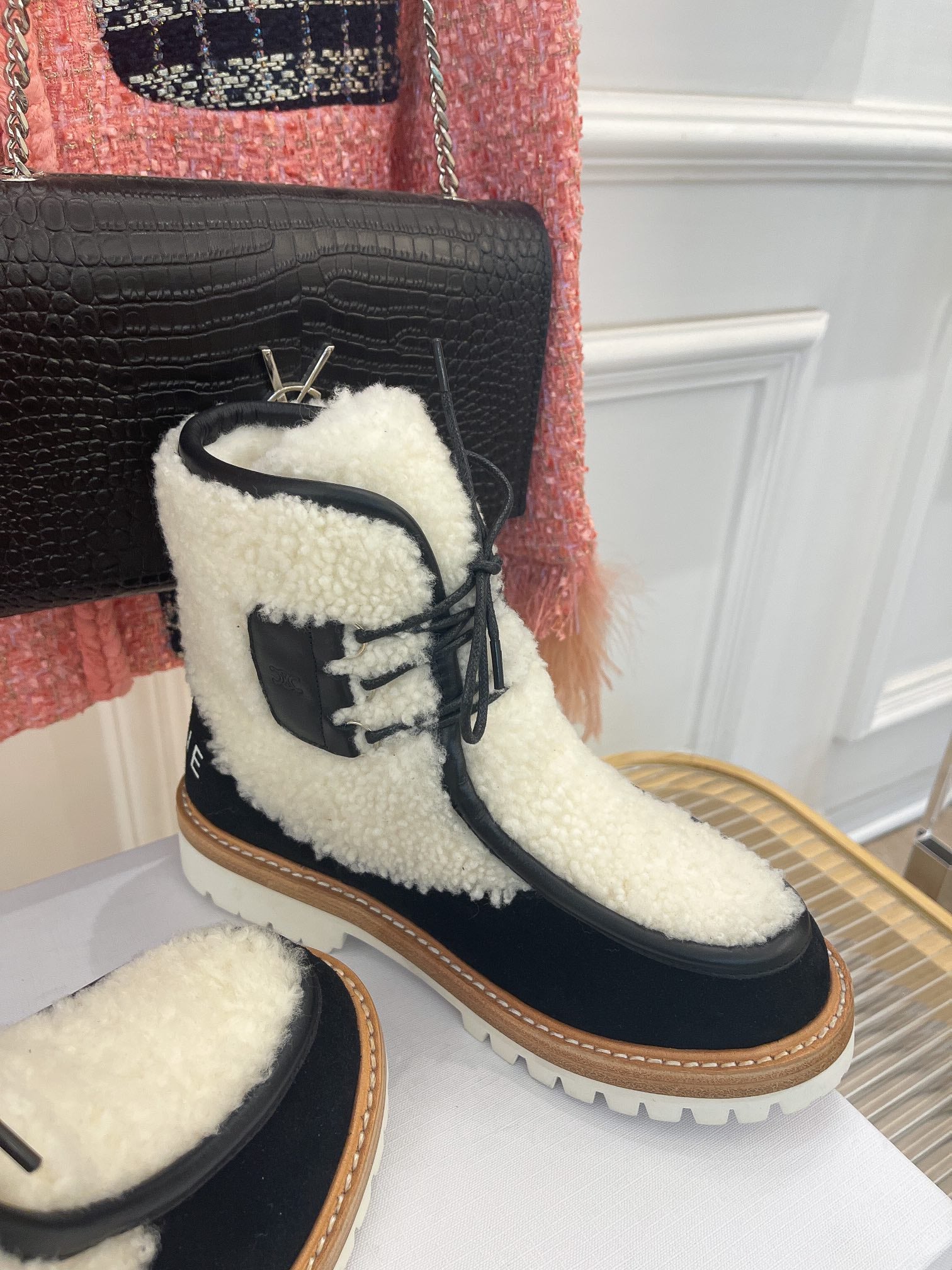 Celine - Сапоги для верховой езды из овчины - Унисекс - Черные