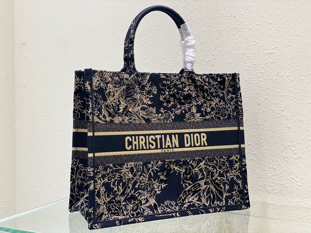Сумка-тоут Dior Book Tote - вышитый бархат и металлизированная строчка - большой размер 41-5 см