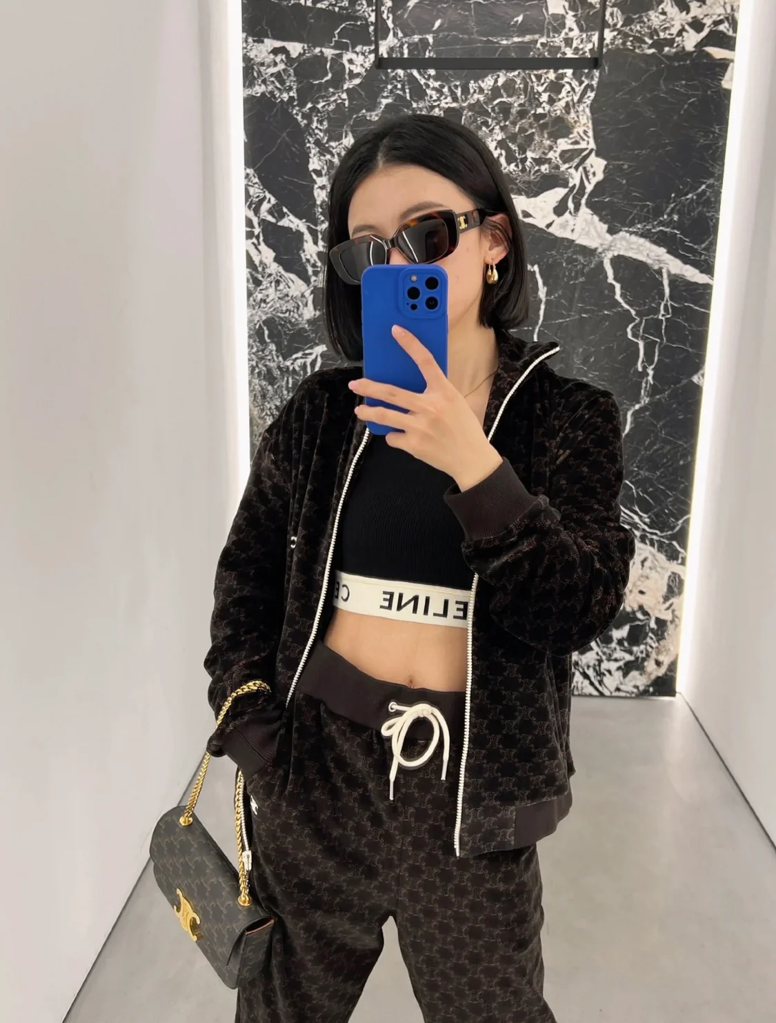 Celine - Новая сумка Celine Arc de Triomphe на цепочке - Кожа с монограммой - 1