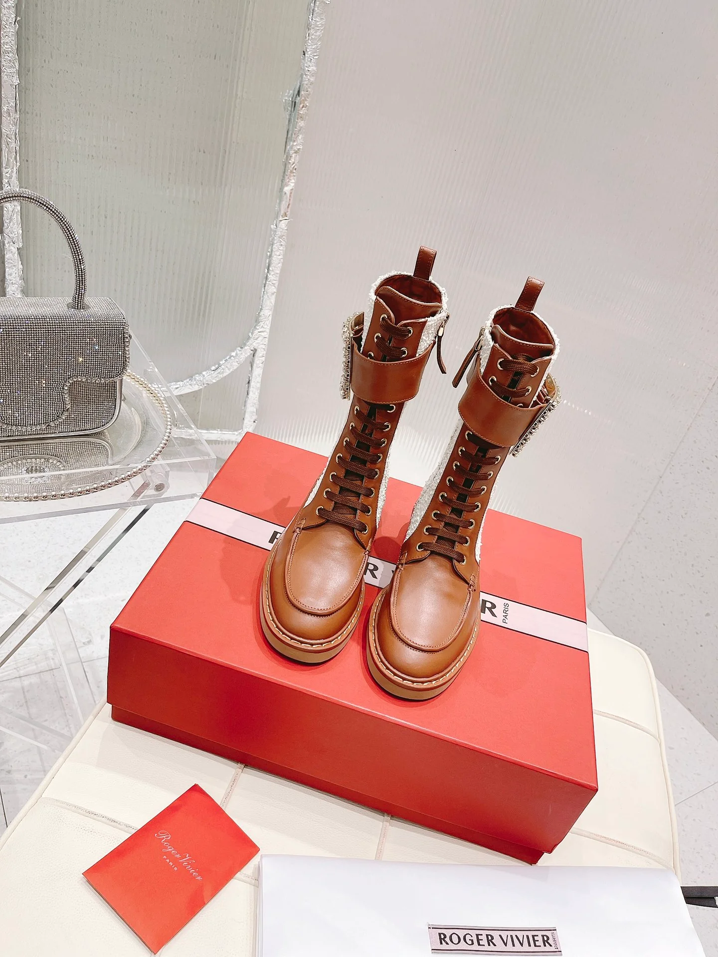 Обувь RV - Новинка весны/лета 2022 - Ботинки до середины икры - Цвет ?слоновая кость?