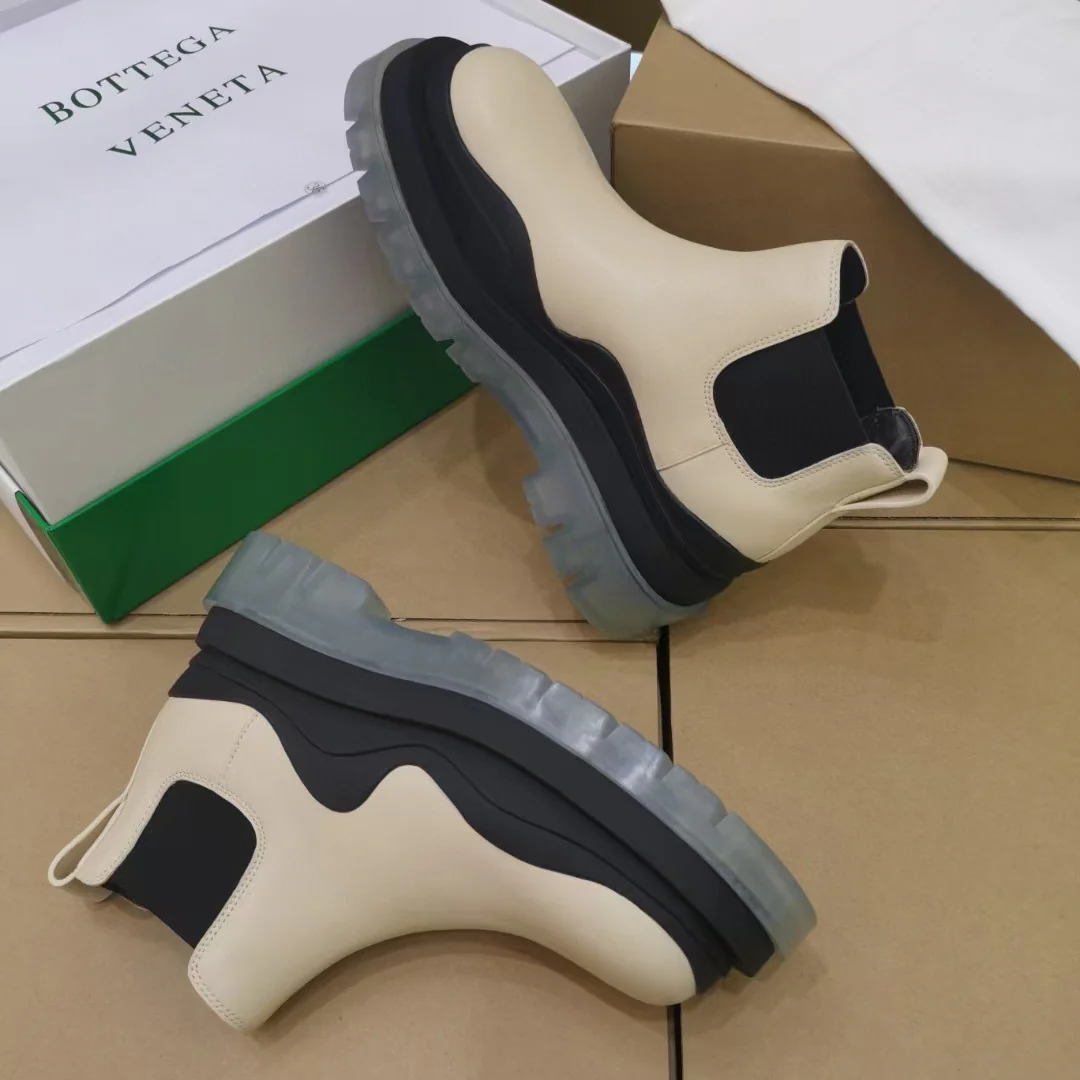 BV - Прозрачная подошва - Платформа - Белые ботинки - Высокие ботинки