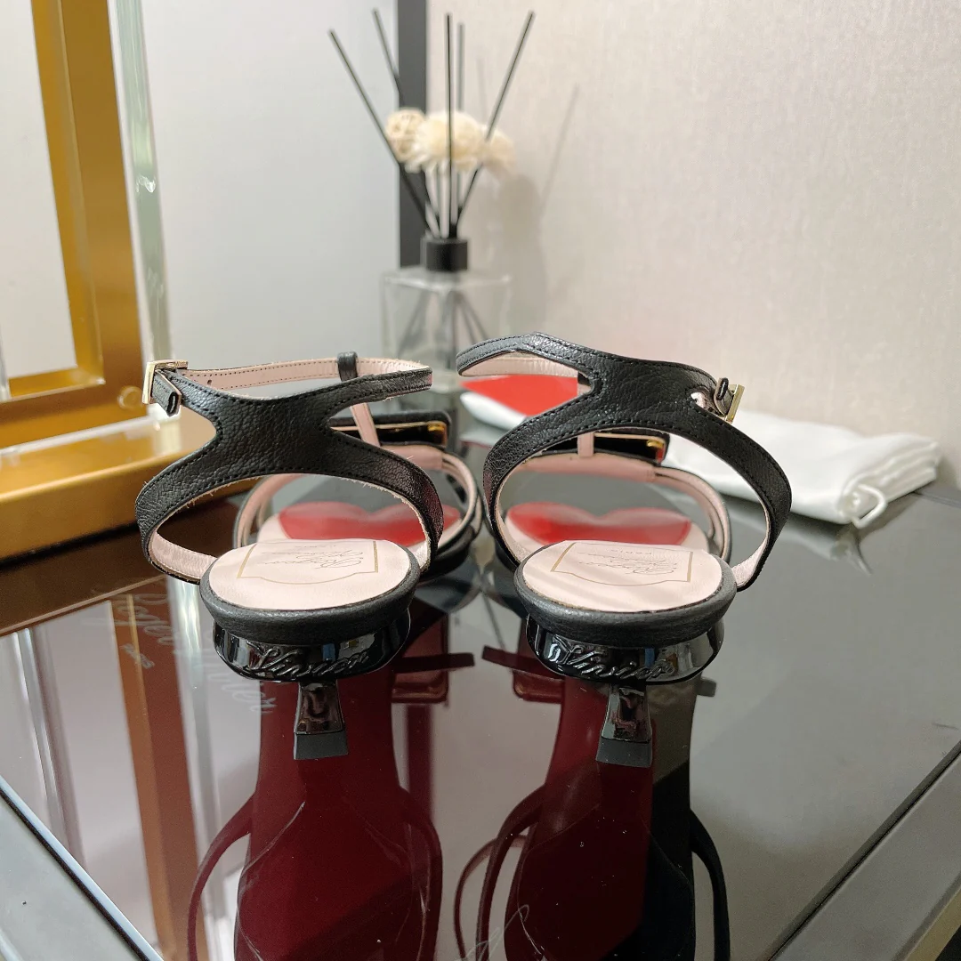 Туфли r-Fang с пряжками - черные на невысоком каблуке