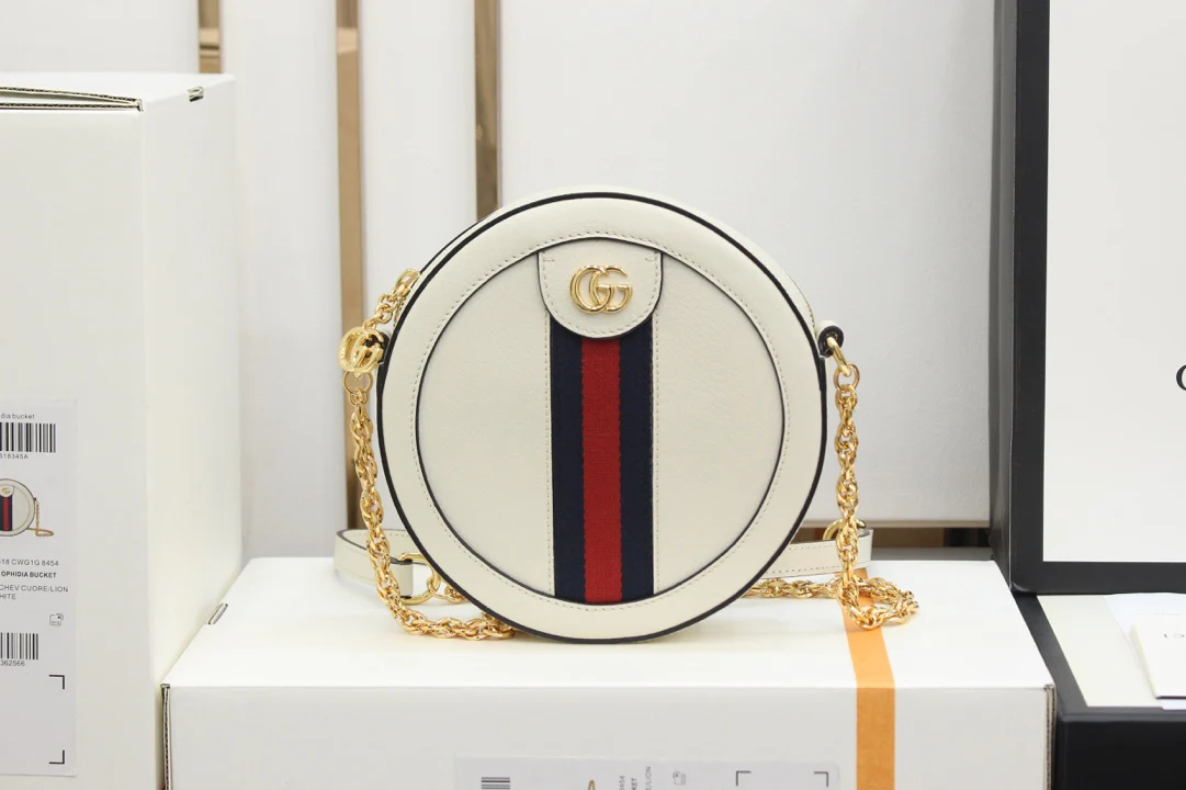 Сумка через плечо Gucci Ophidia Round Cake Collection - белая.
