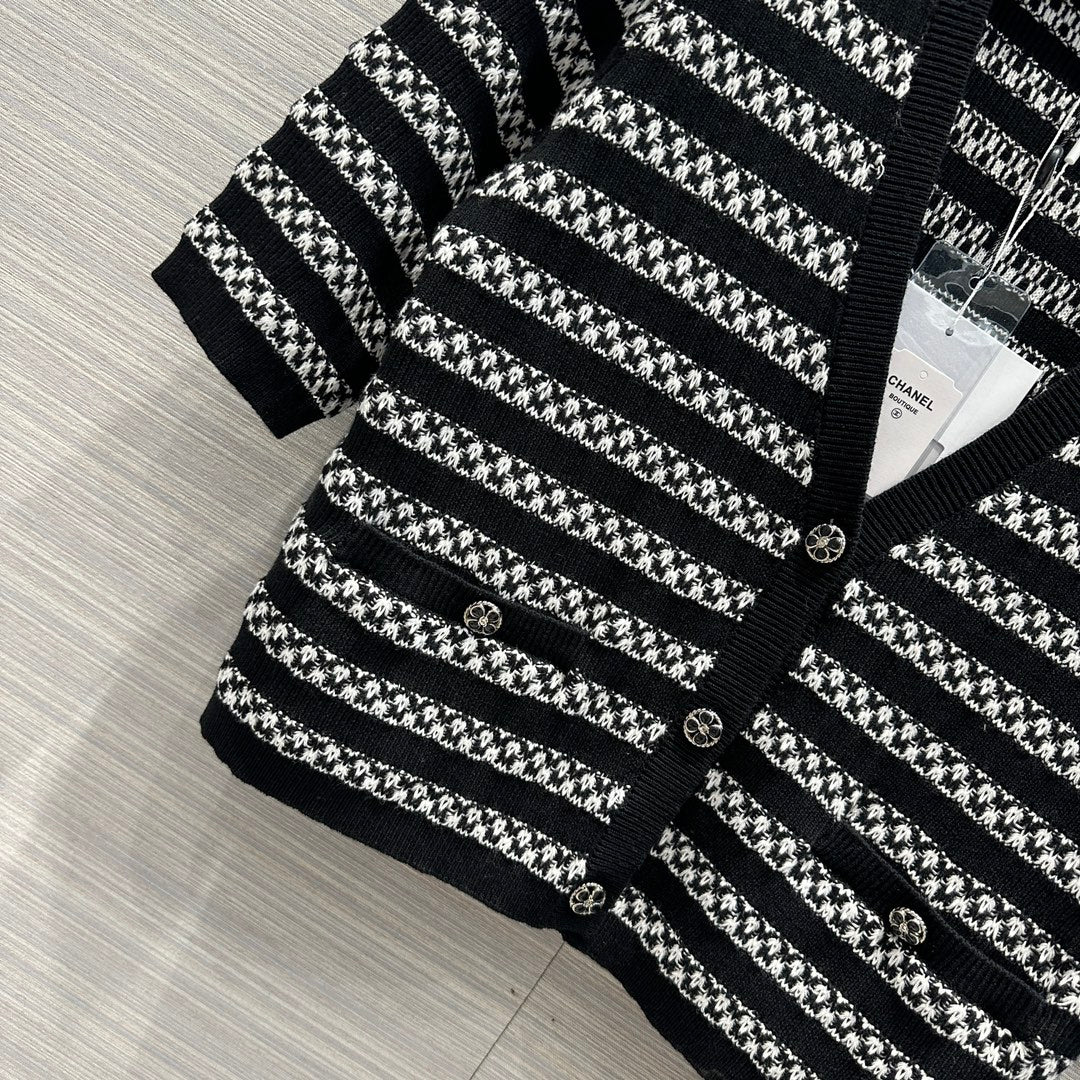 Chanel 2403 - Вязаный кардиган с V-образным вырезом - Черный