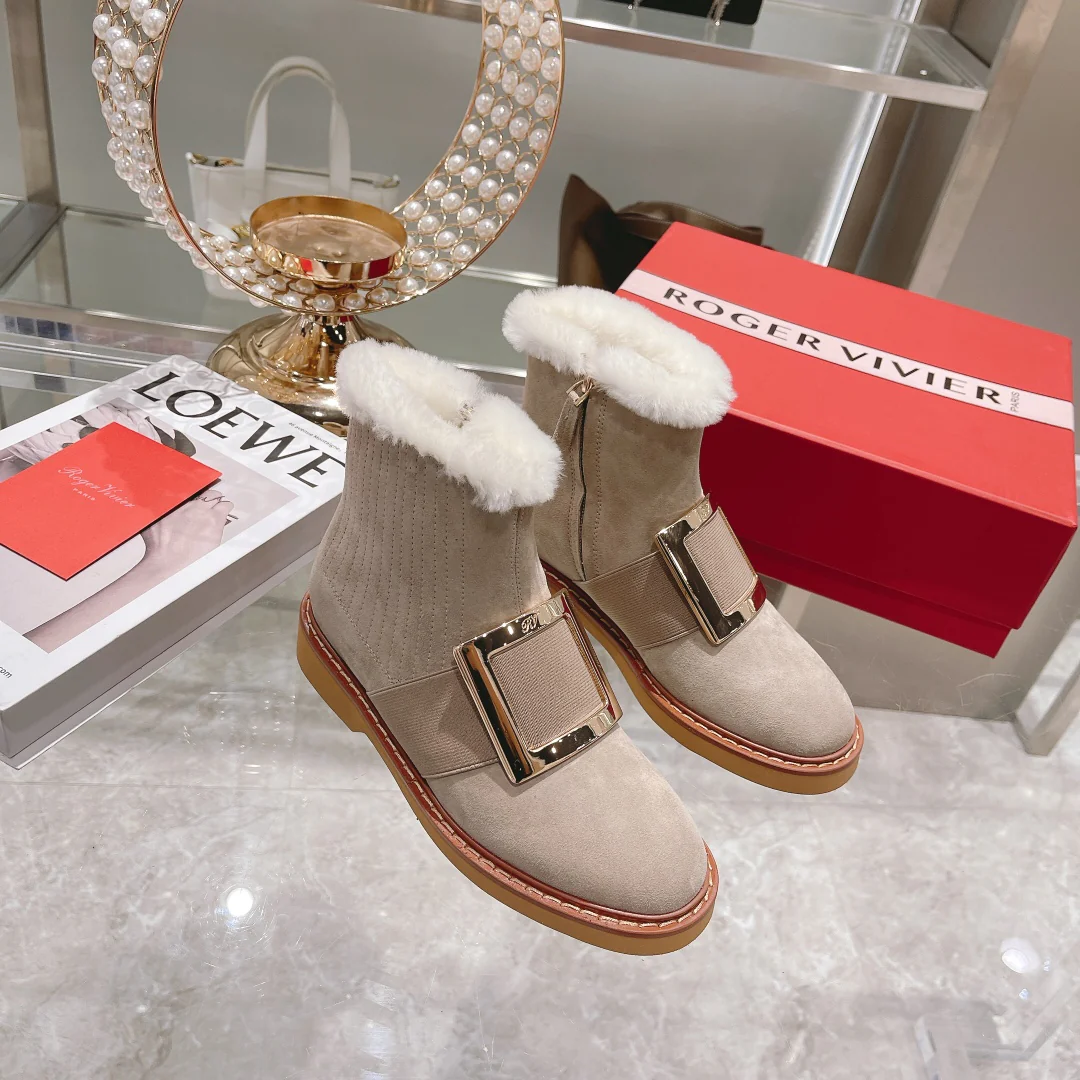 Новые шерстяные ботильоны RV с квадратной пряжкой, осенне-зимняя коллекция.