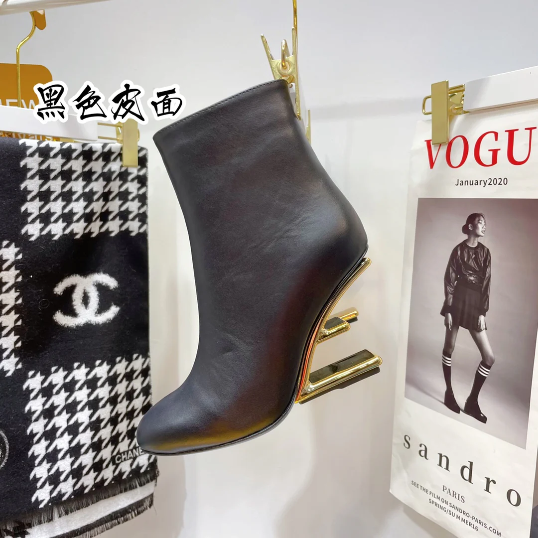 Туфли на высоком каблуке в стиле Fendi-f - сапоги на высоком каблуке