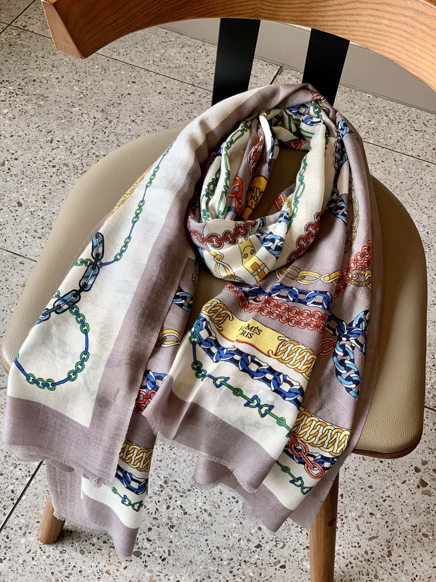 Шарф-цепочка Hermes - 100-200 см - 100 см - высококачественный кашемир