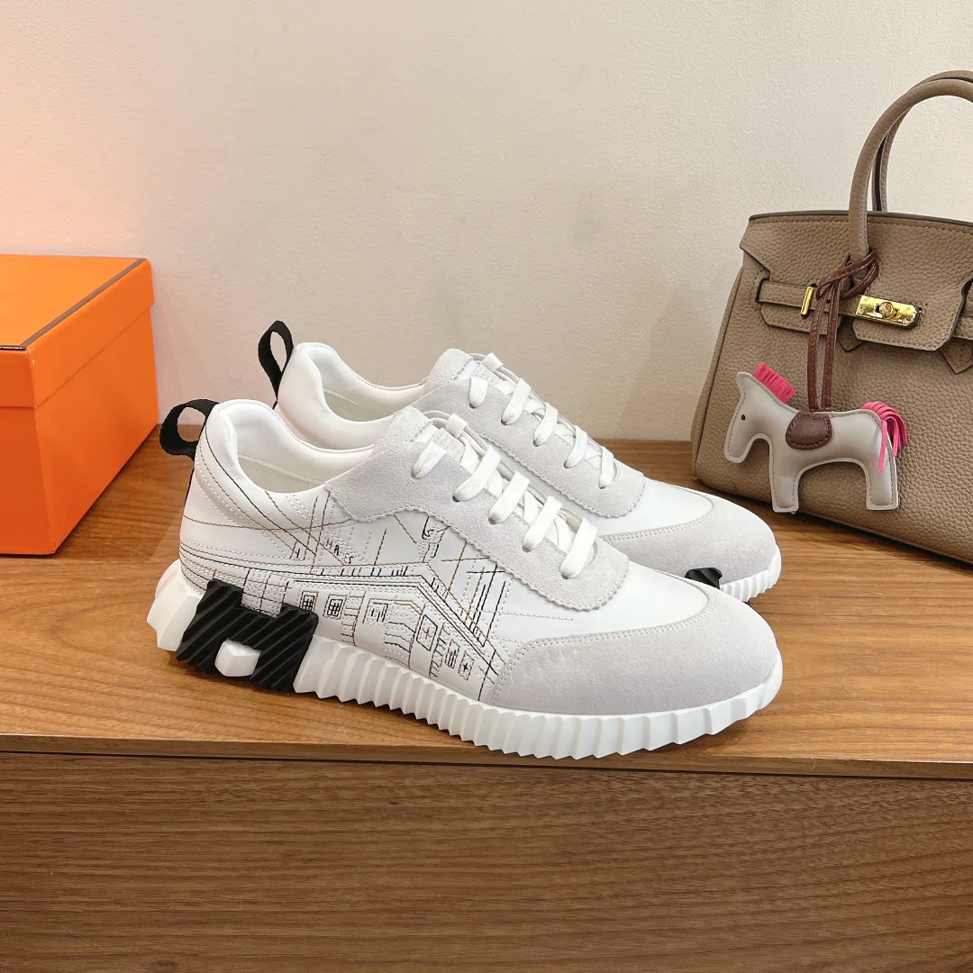 Простые повседневные туфли Hermes 2024 - белые