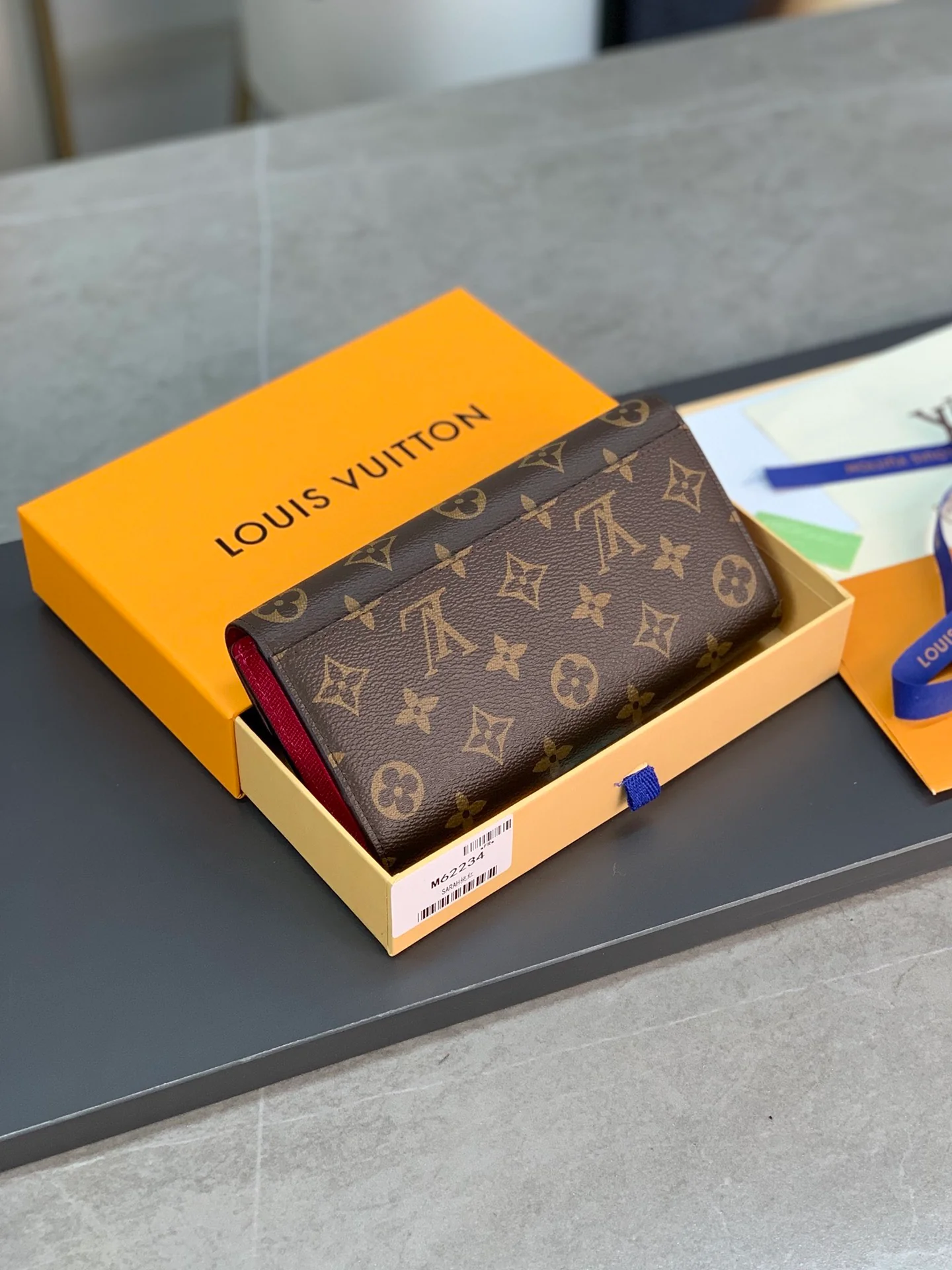 LV-m62234-Кошелек в виде конверта, пушистый красный