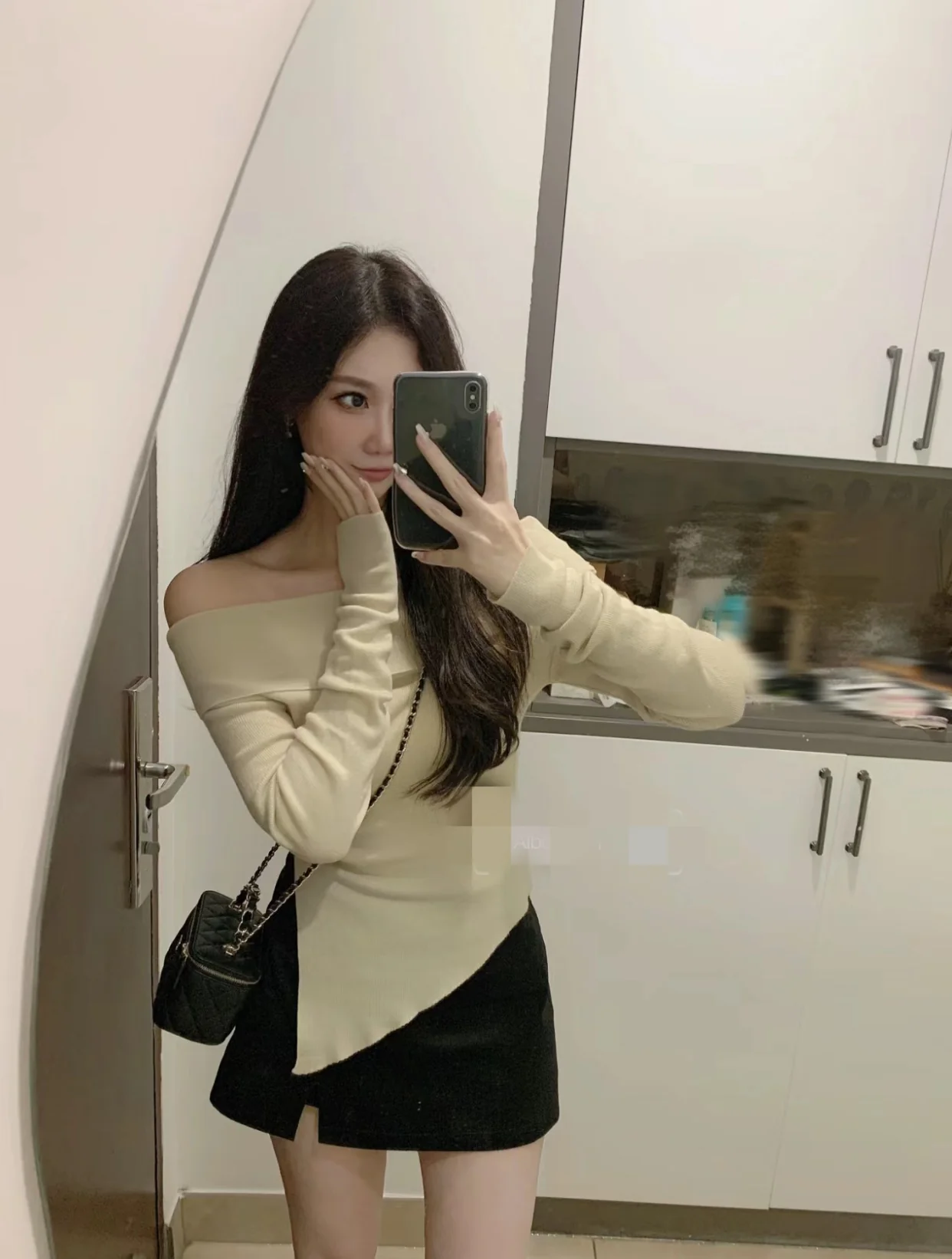 Chanel - Длинная сумка-коробка - Черная