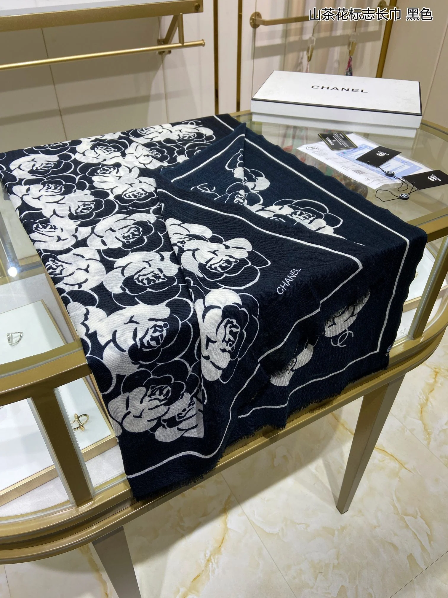 Длинный шарф Chanel Camellia - 110-200 см - 100% - Кашемир премиум-класса