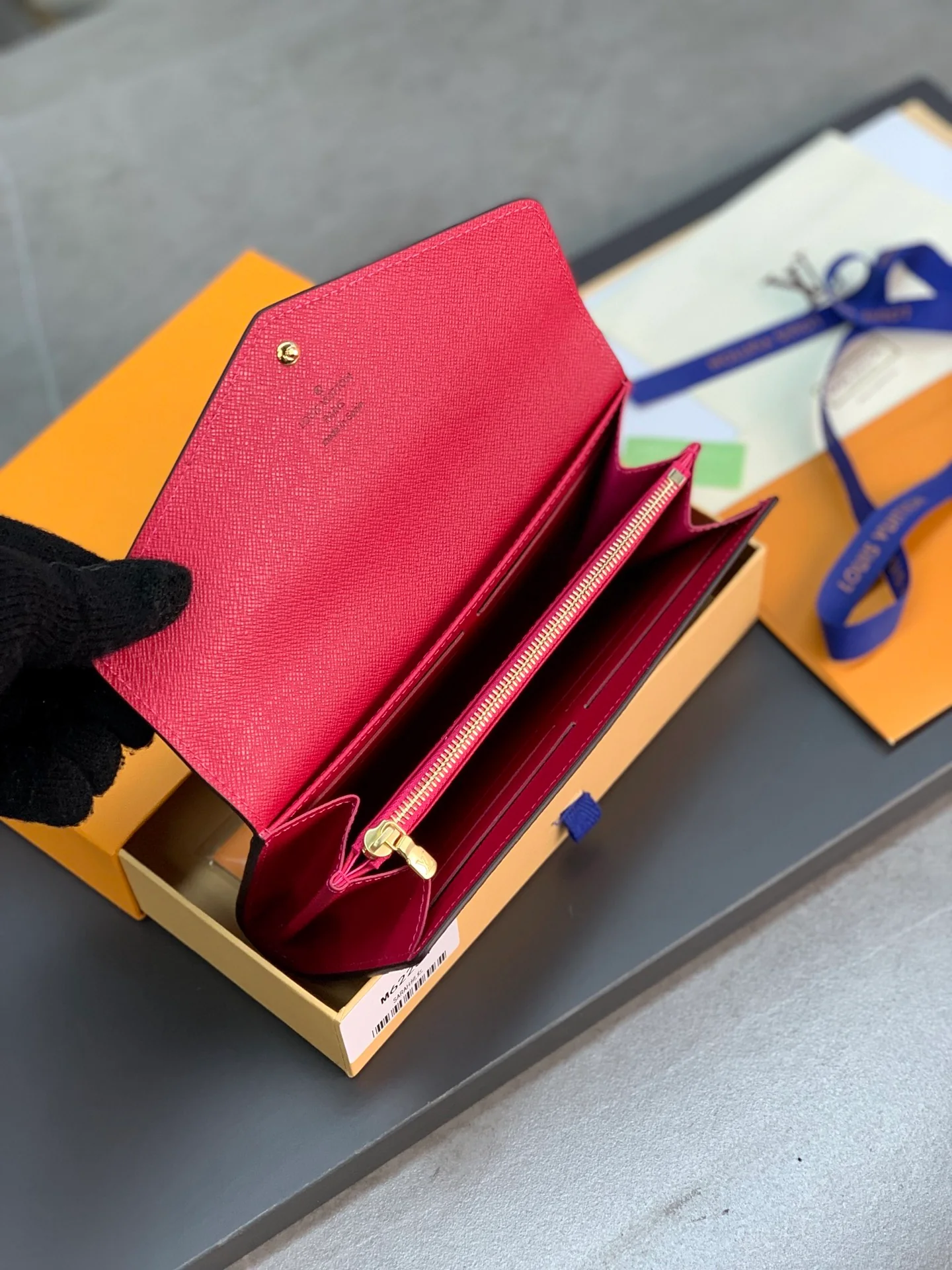 LV-m62234-Кошелек в виде конверта, пушистый красный