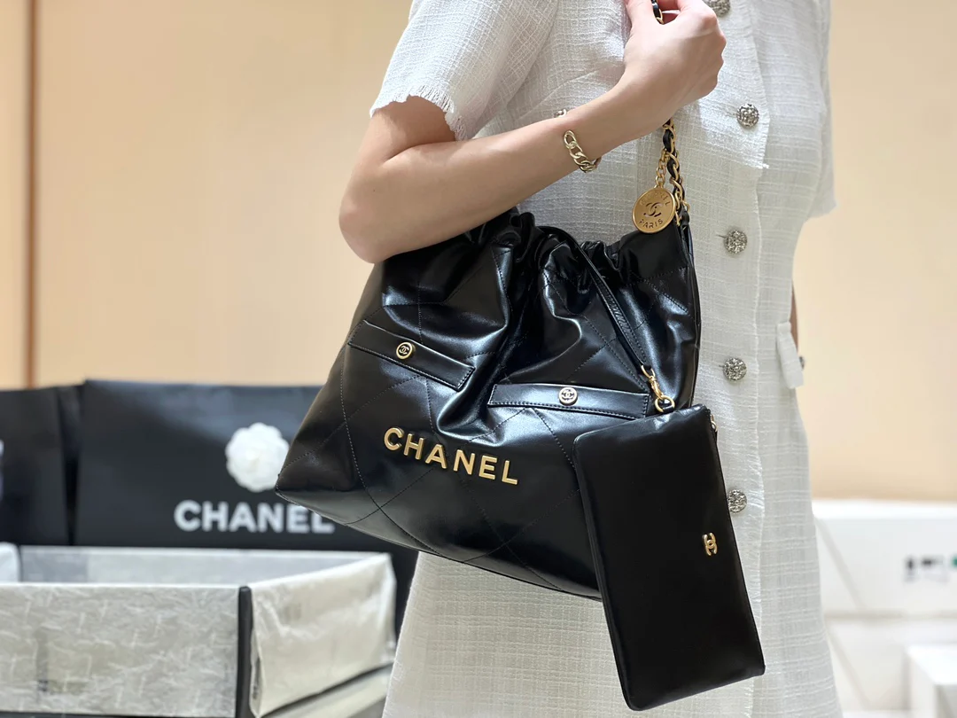 Мусорный мешок Chanel 22bag с двумя отделениями - черный
