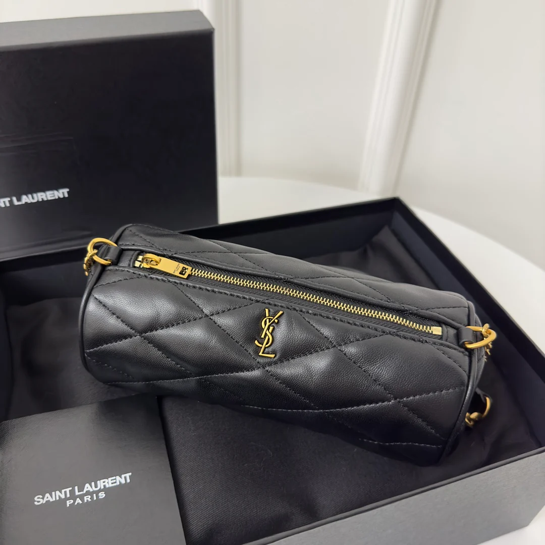 Маленькая цилиндрическая сумка YSL Sade - черная