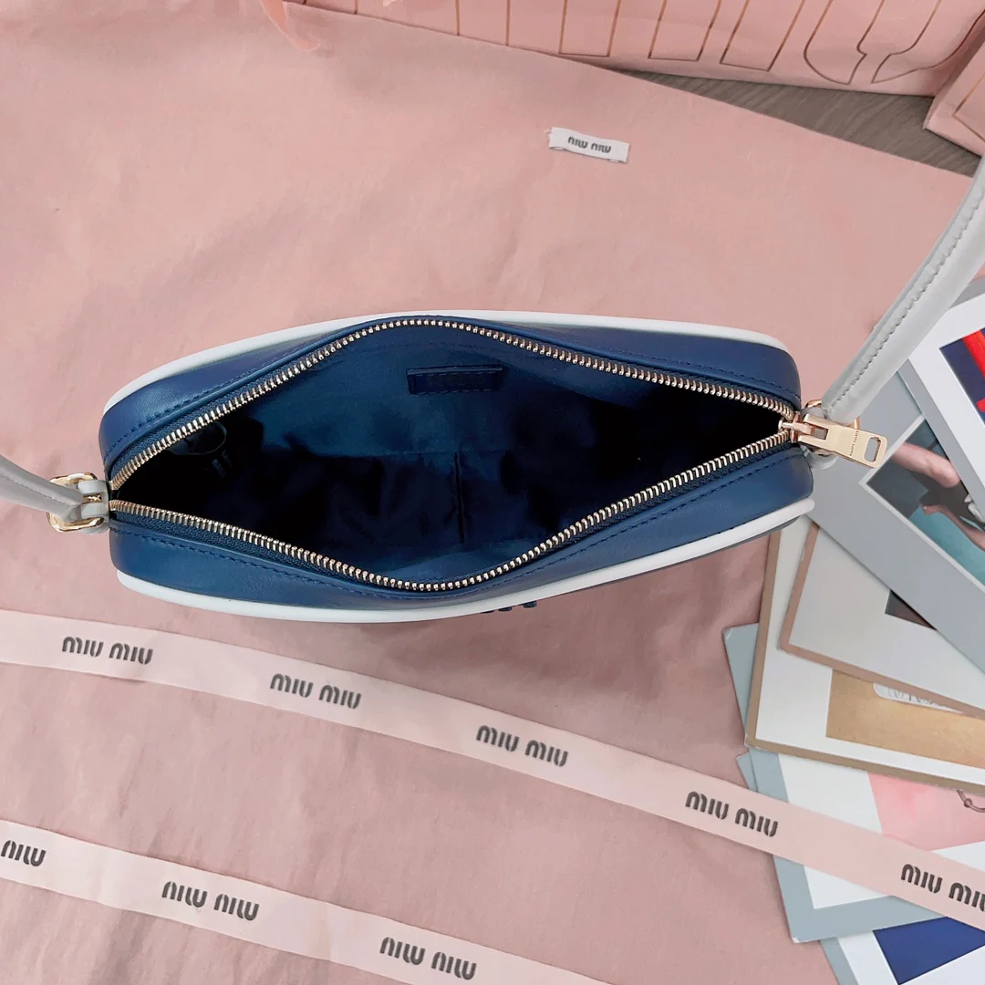 Сумка для маджонга Miu Miu-5ne024 из телячьей кожи, синяя.