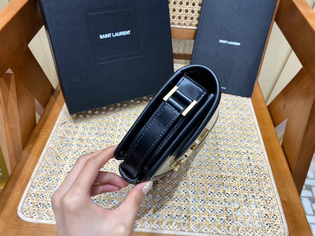 Сумка-мешок YSL Solferino Tofu Bag - бело-черная - 18 см