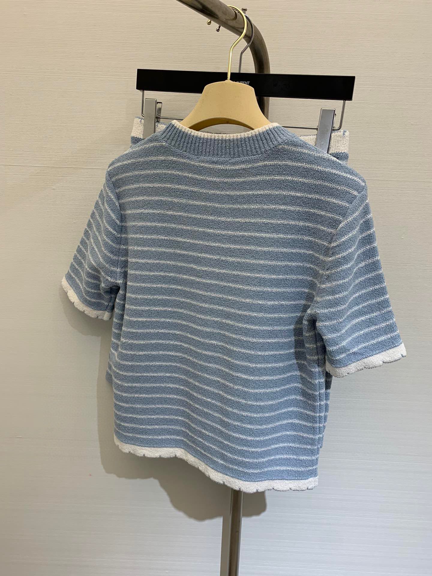 Miu Miu - 2404 - Новинка сезона Весна/Лето - Вязаный комплект в полоску - Синий