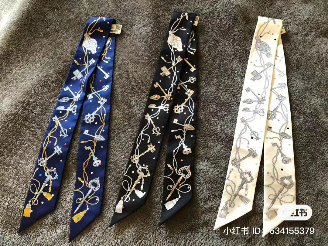 Шарф-слип Hermes Twilly Polka Dot Key - 5-86 см, 100% шелковый твил, двусторонний