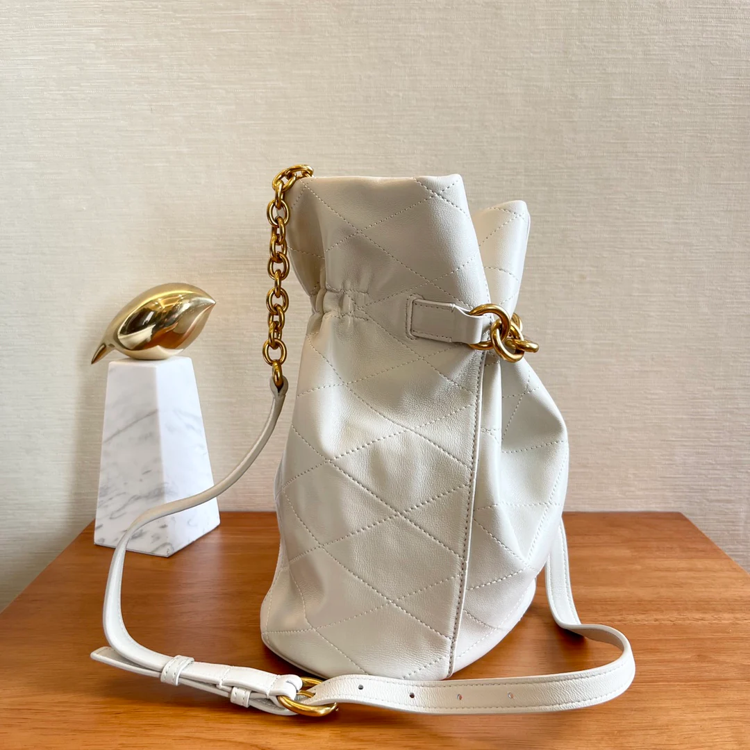 Сумка-ведро YSL с крючком - белая
