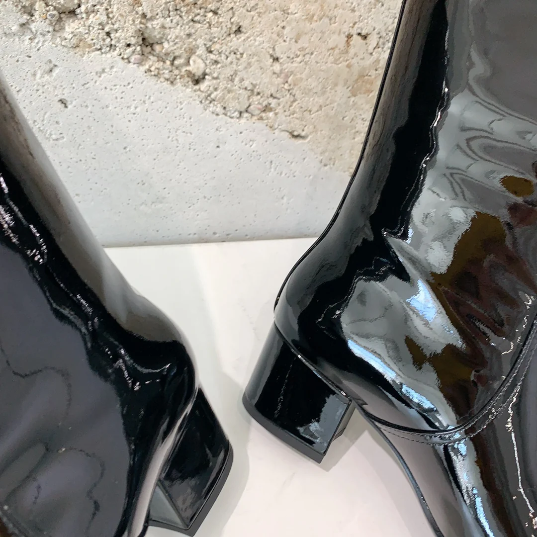 Ботинки Celine 2024 на низком каблуке - черные